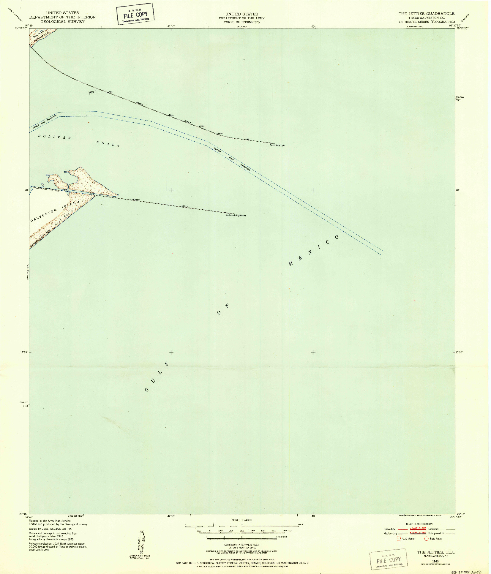 USGS 1:24000-SCALE QUADRANGLE FOR THE JETTIES, TX 1943