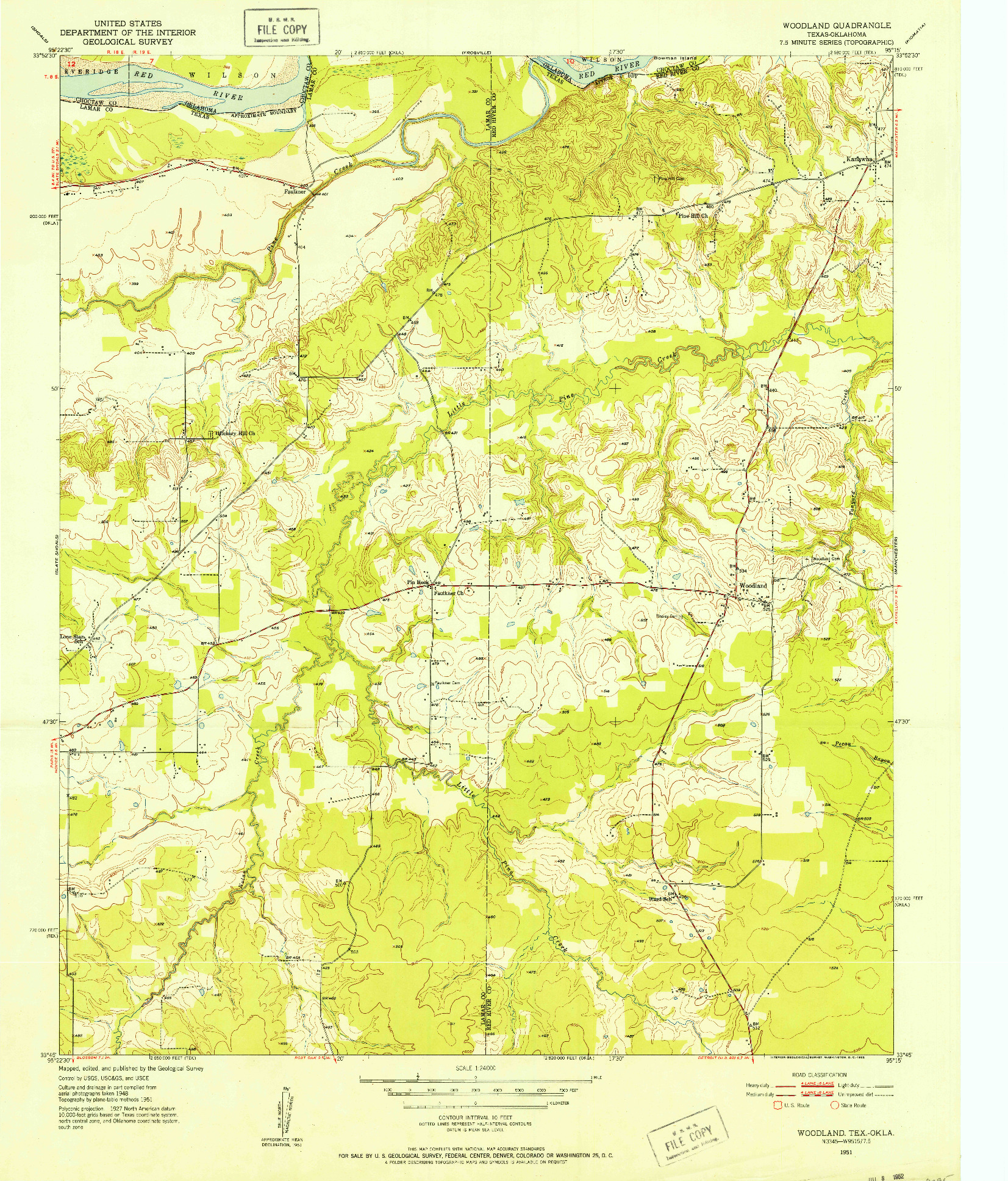 USGS 1:24000-SCALE QUADRANGLE FOR WOODLAND, TX 1951