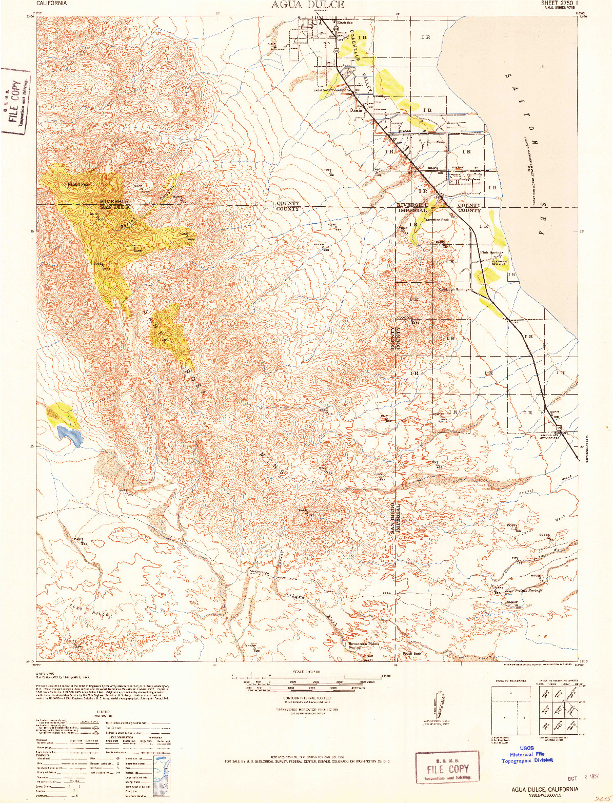 USGS 1:62500-SCALE QUADRANGLE FOR AGUA DULCE, CA 1952