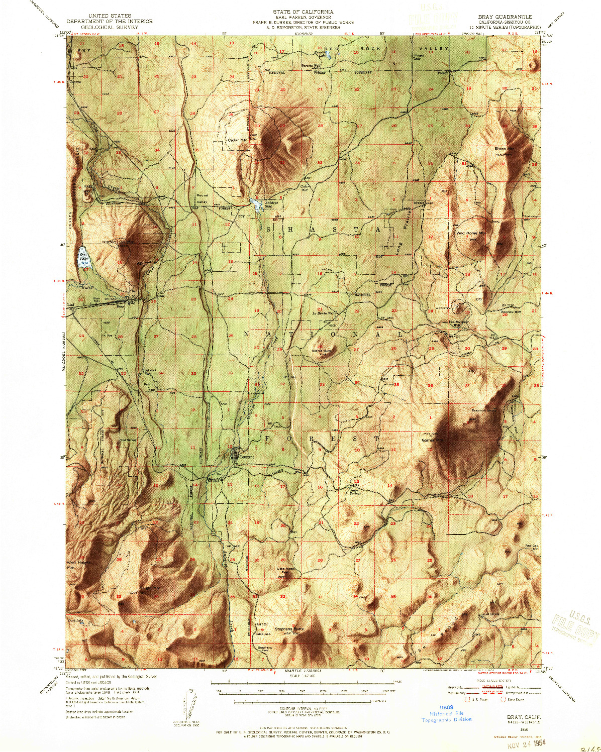 USGS 1:62500-SCALE QUADRANGLE FOR BRAY, CA 1950