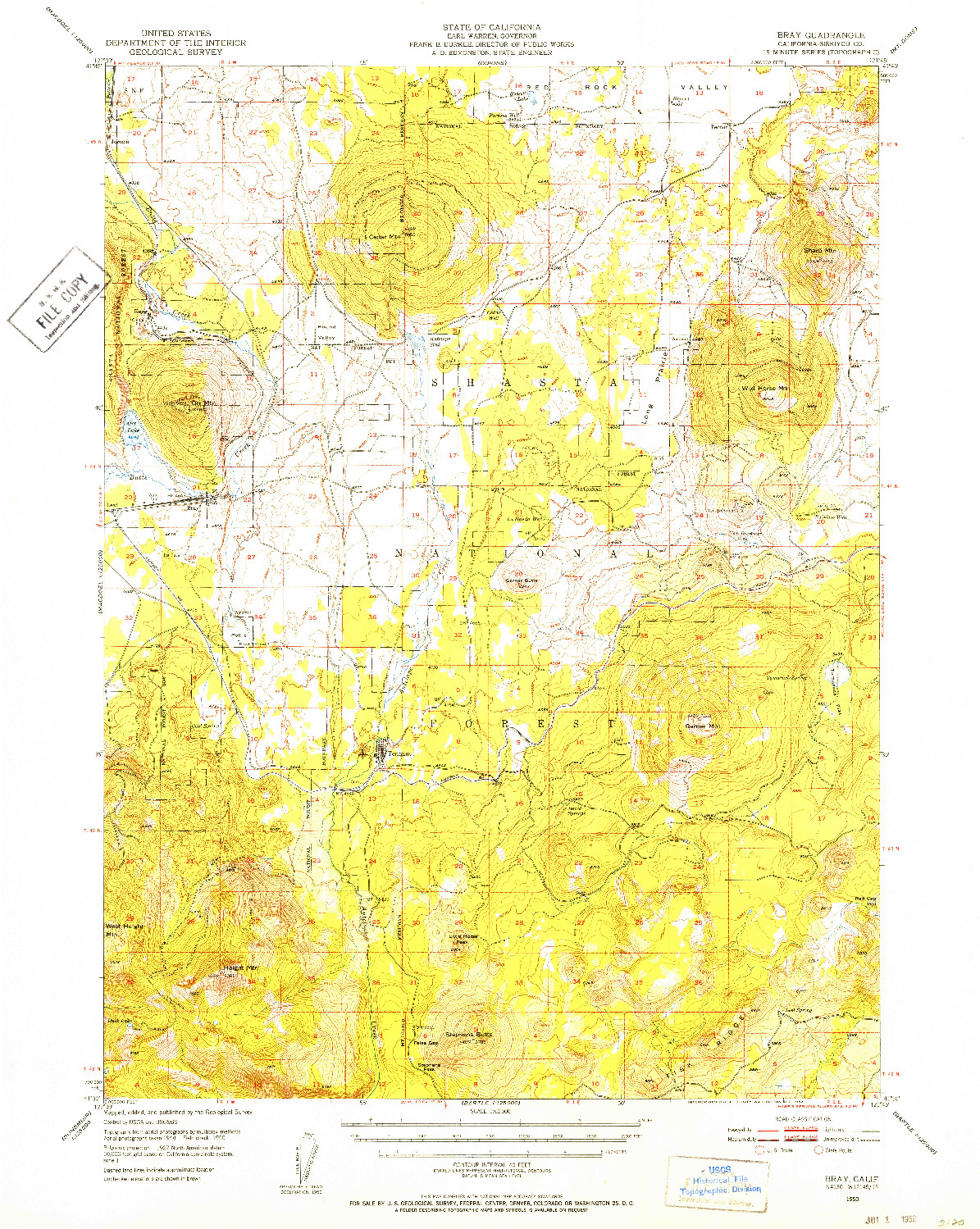 USGS 1:62500-SCALE QUADRANGLE FOR BRAY, CA 1950