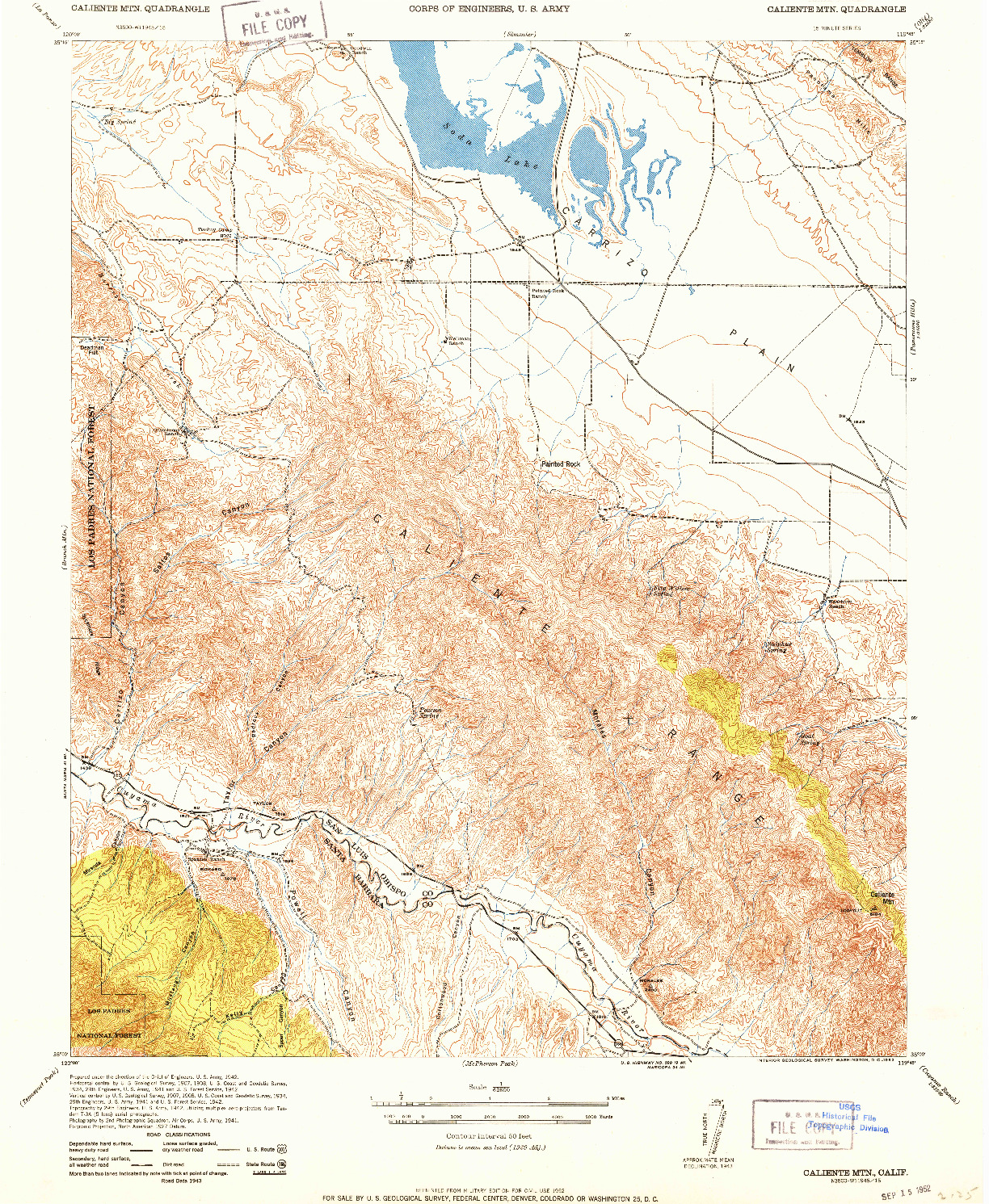USGS 1:62500-SCALE QUADRANGLE FOR CALIENTE MOUNTAIN, CA 1952