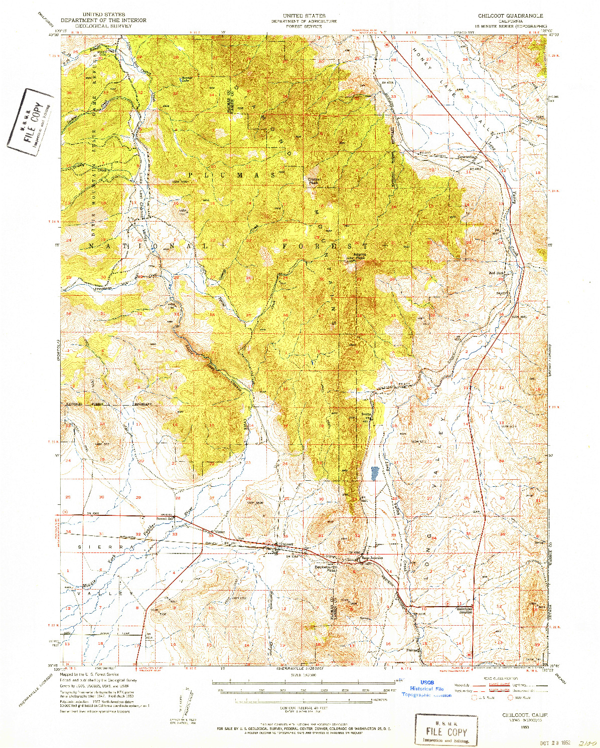 USGS 1:62500-SCALE QUADRANGLE FOR CHILCOOT, CA 1950