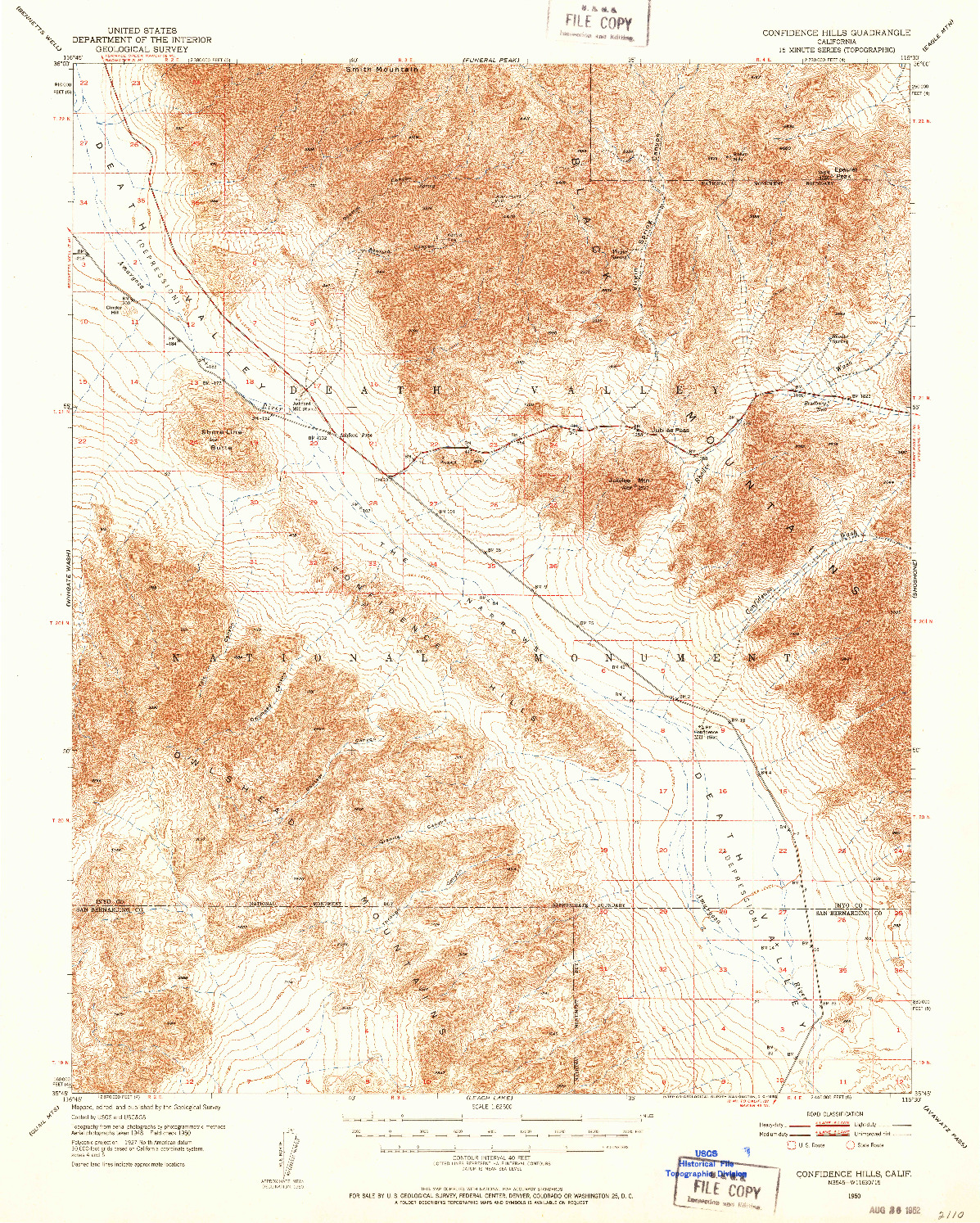 USGS 1:62500-SCALE QUADRANGLE FOR CONFIDENCE HILLS, CA 1950