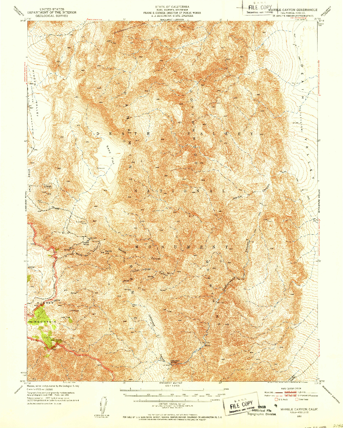 USGS 1:62500-SCALE QUADRANGLE FOR MARBLE CANYON, CA 1951