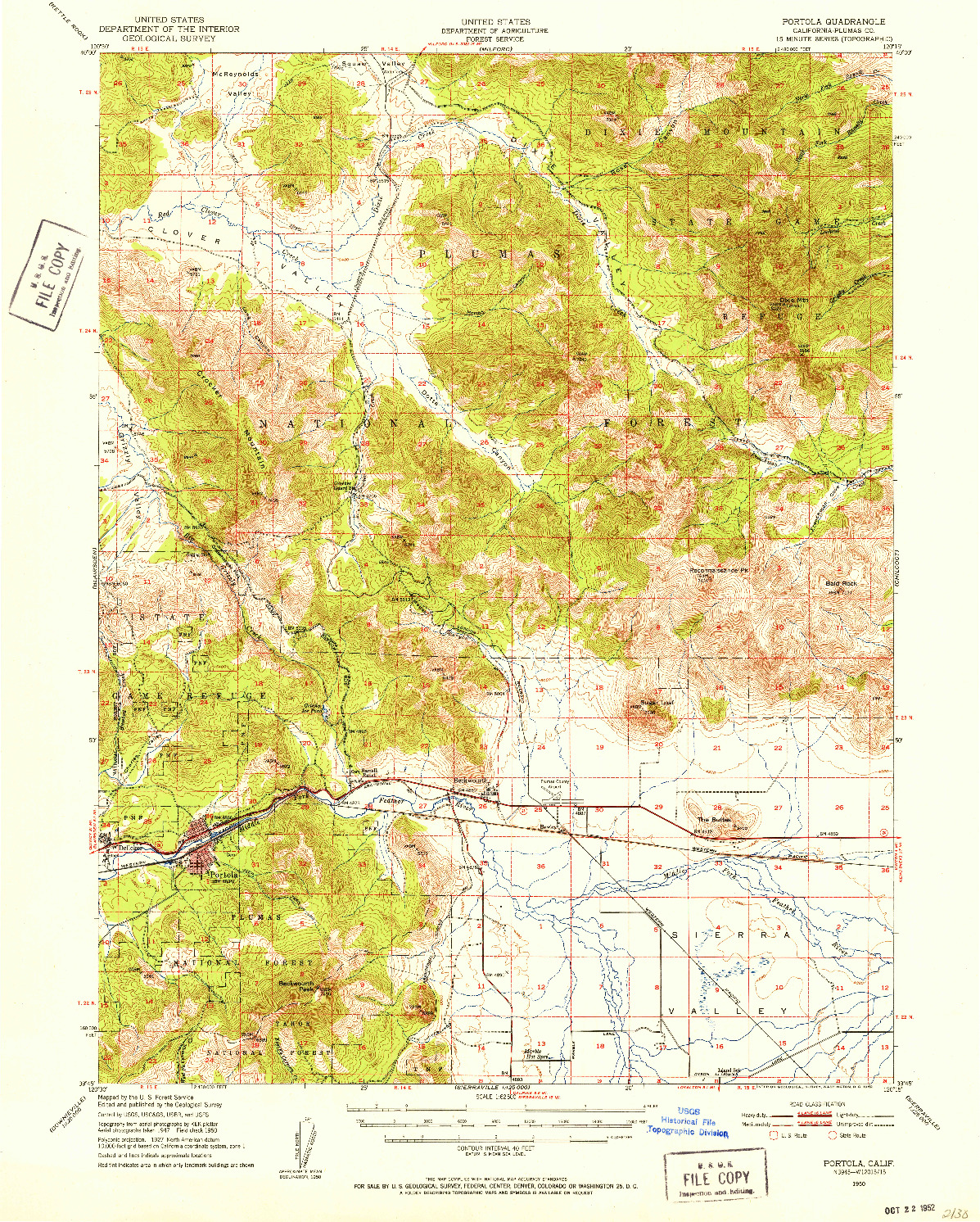 USGS 1:62500-SCALE QUADRANGLE FOR PORTOLA, CA 1950