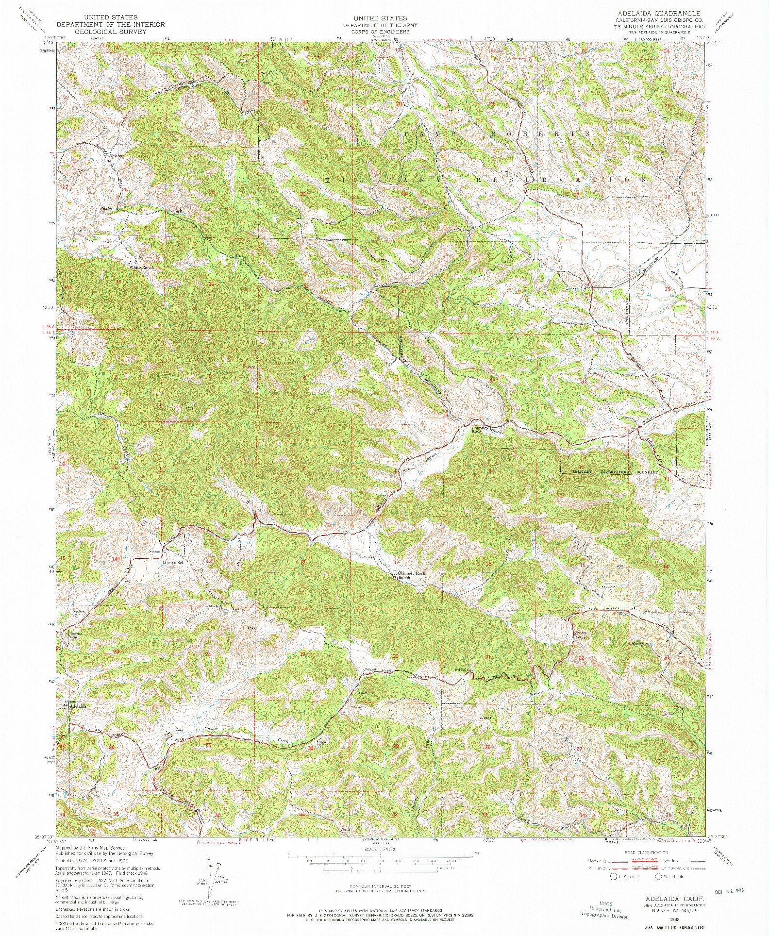 USGS 1:24000-SCALE QUADRANGLE FOR ADELAIDA, CA 1948