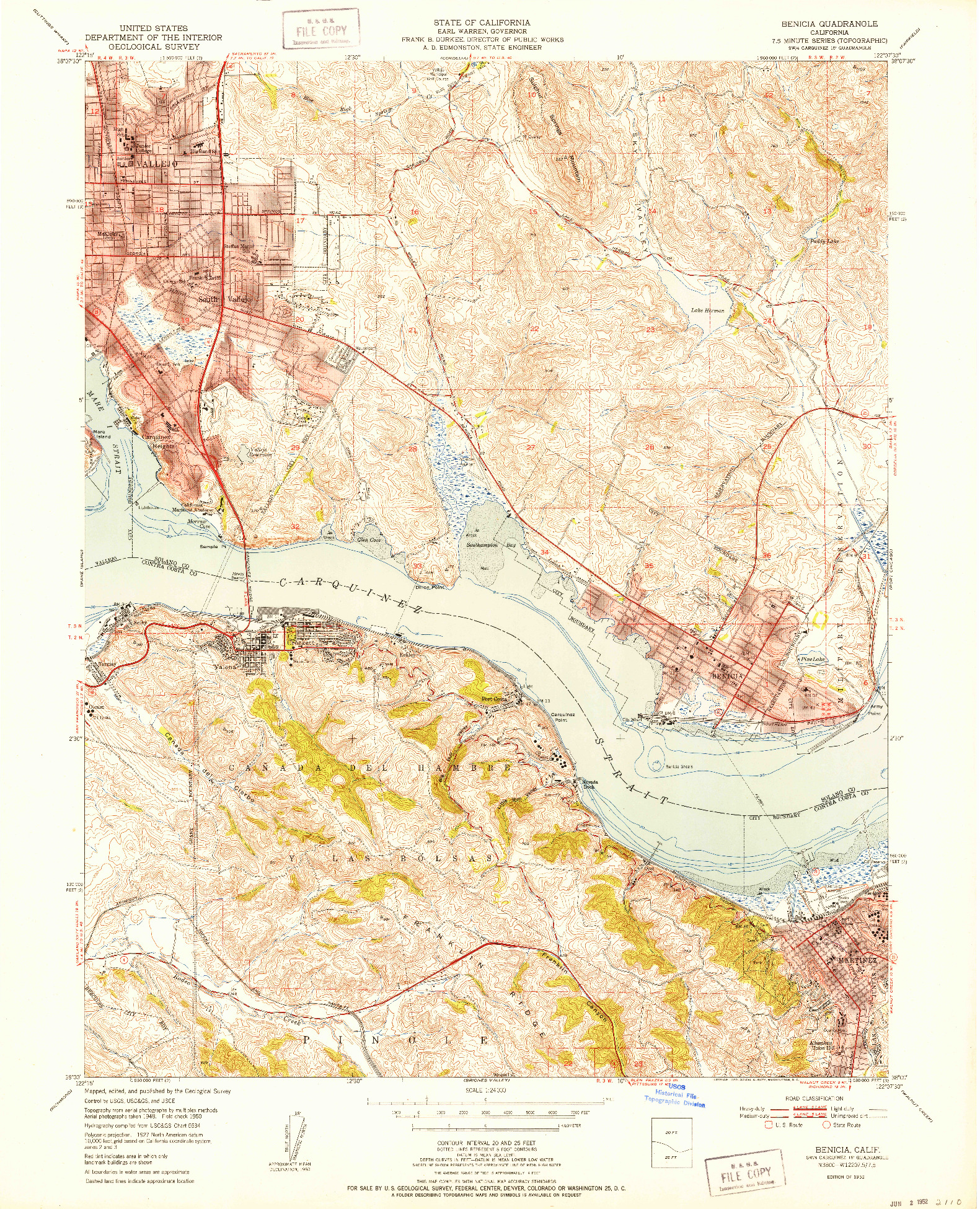 USGS 1:24000-SCALE QUADRANGLE FOR BENICIA, CA 1952