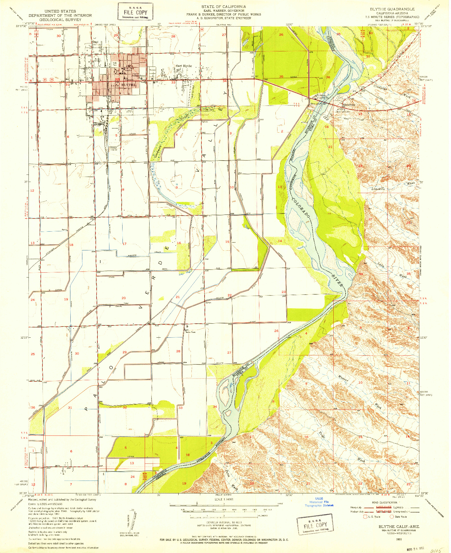 USGS 1:24000-SCALE QUADRANGLE FOR BLYTHE, CA 1951