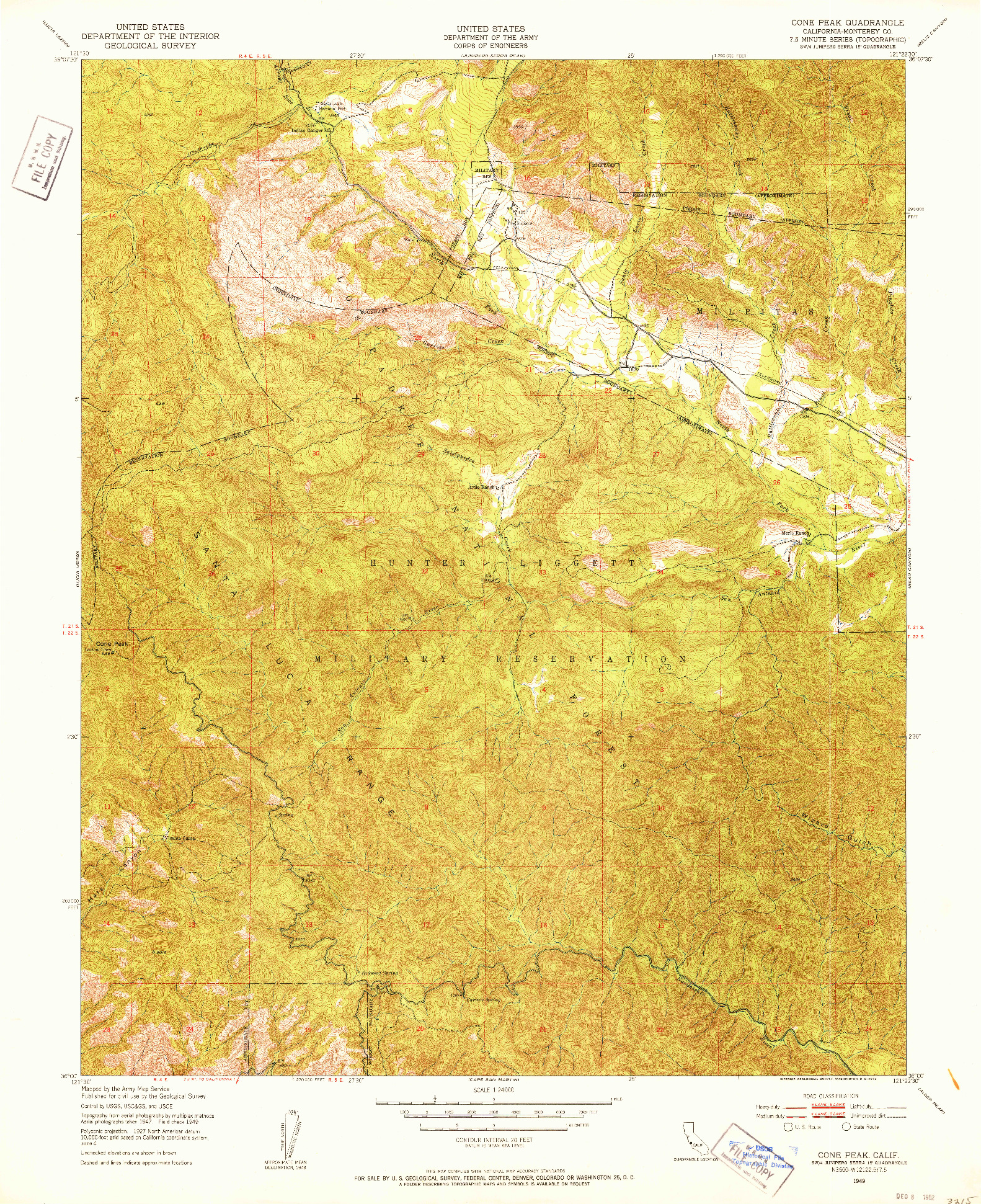 USGS 1:24000-SCALE QUADRANGLE FOR CONE PEAK, CA 1949