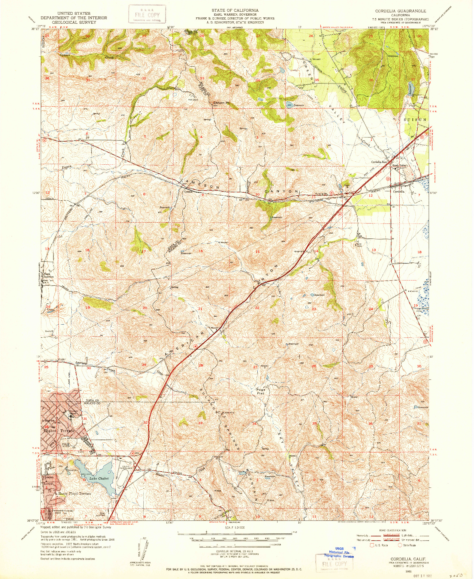 USGS 1:24000-SCALE QUADRANGLE FOR CORDELIA, CA 1951