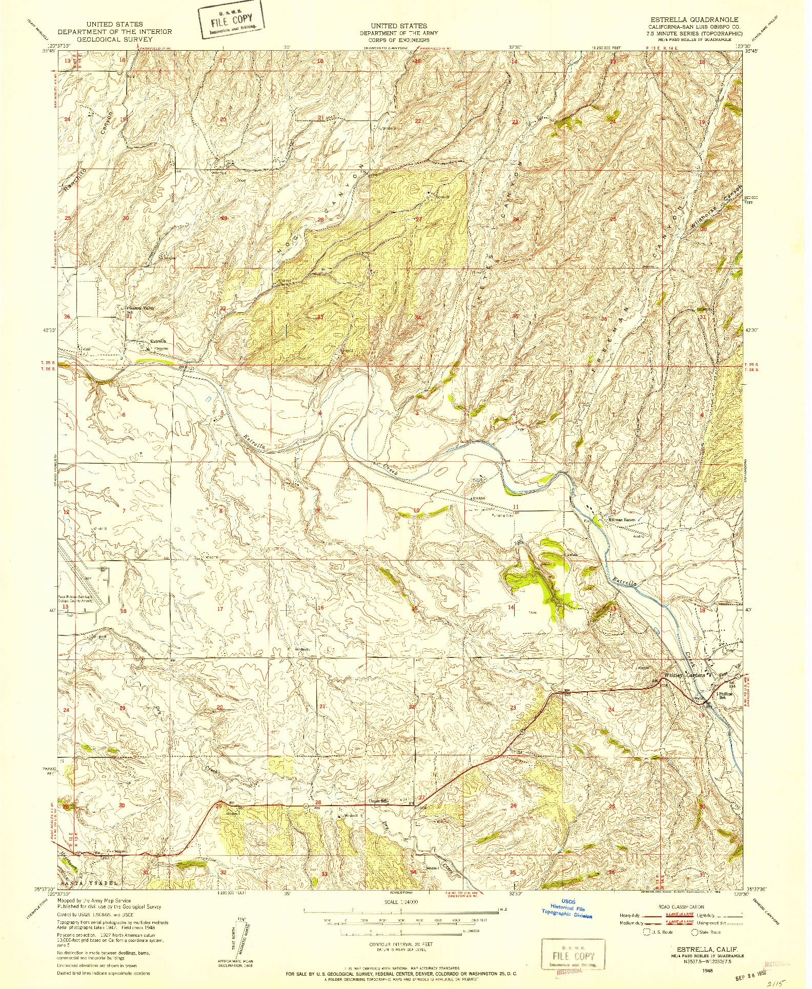 USGS 1:24000-SCALE QUADRANGLE FOR ESTRELLA, CA 1948