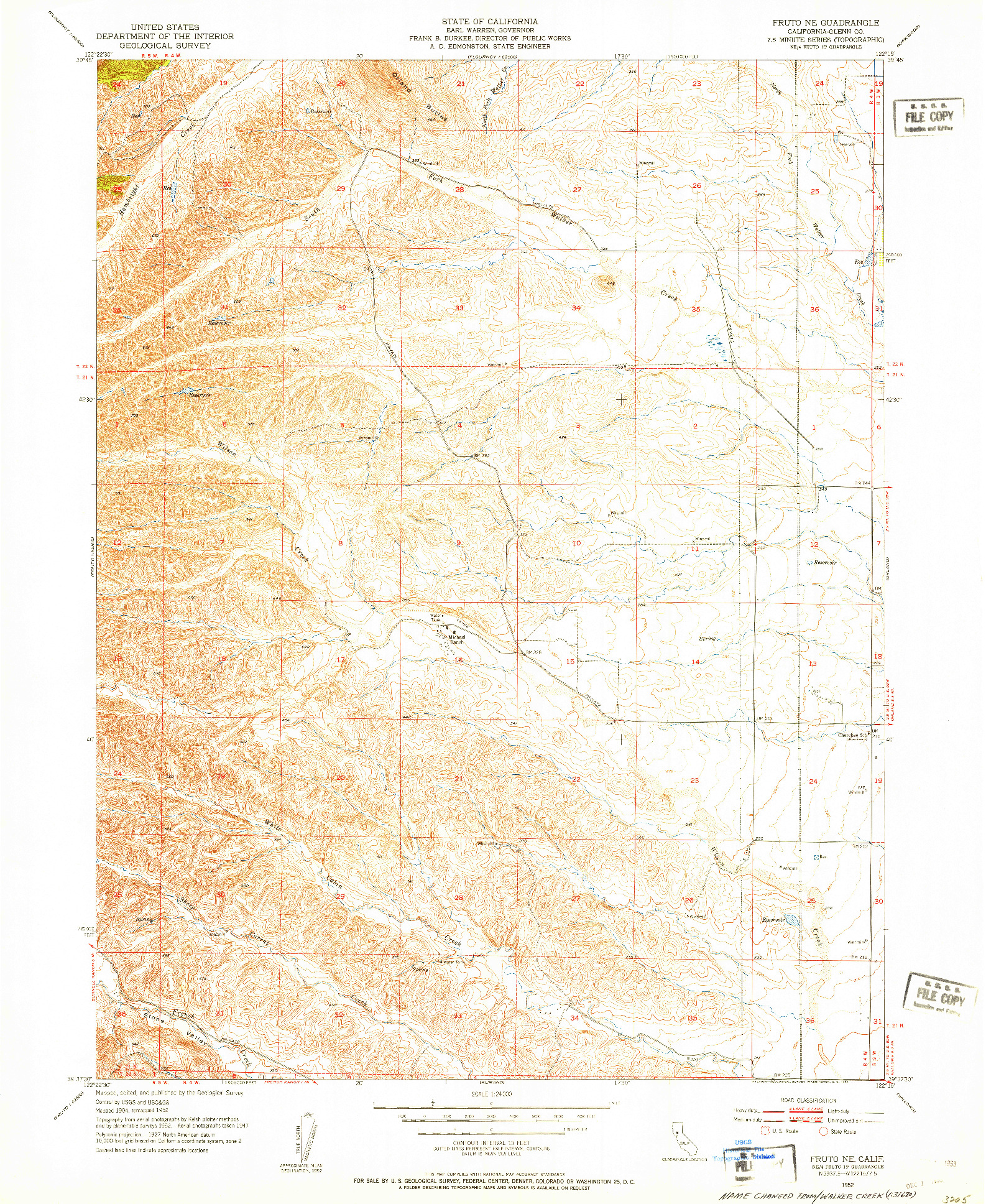 USGS 1:24000-SCALE QUADRANGLE FOR FRUTO NE, CA 1952