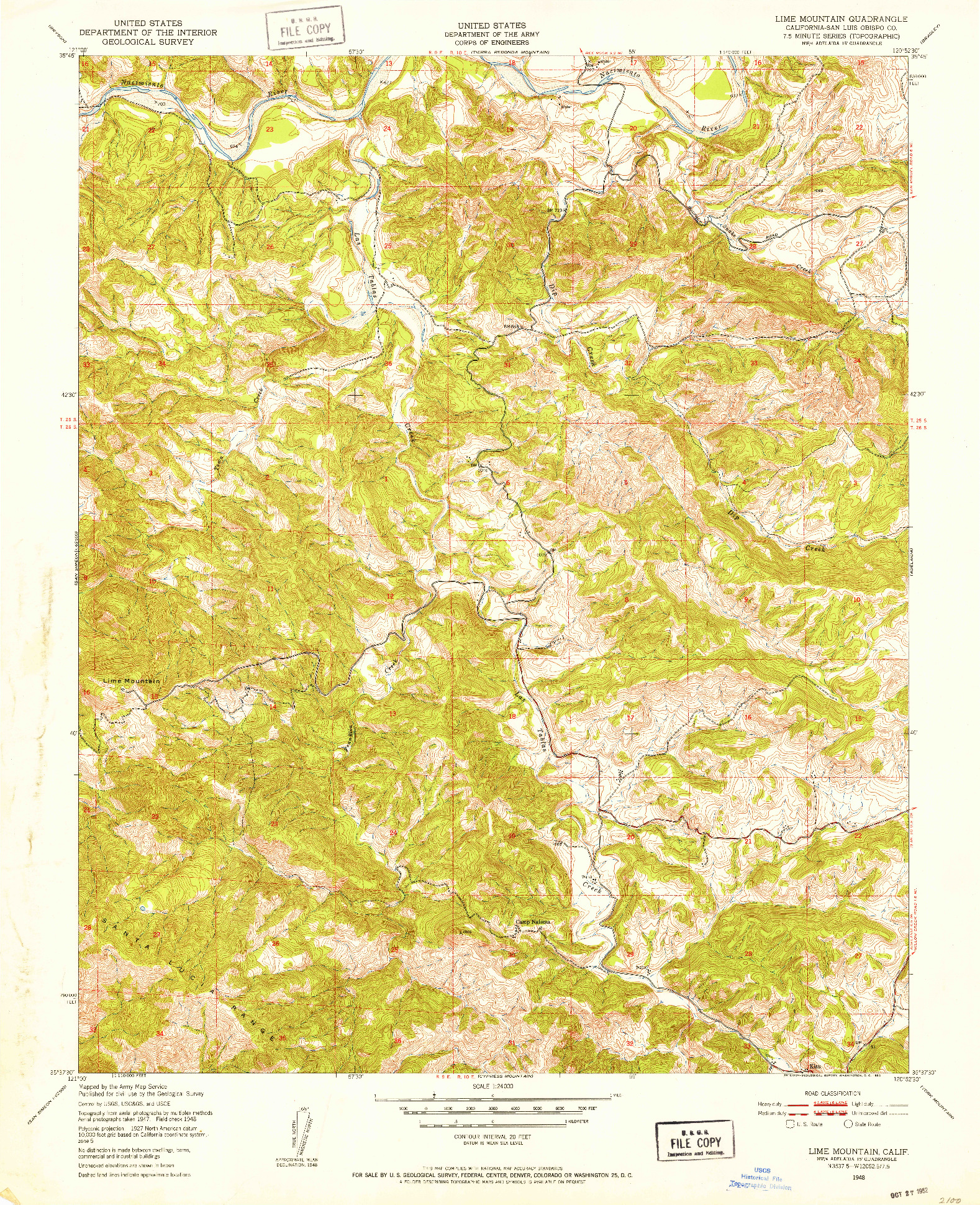 USGS 1:24000-SCALE QUADRANGLE FOR LIME MOUNTAIN, CA 1948