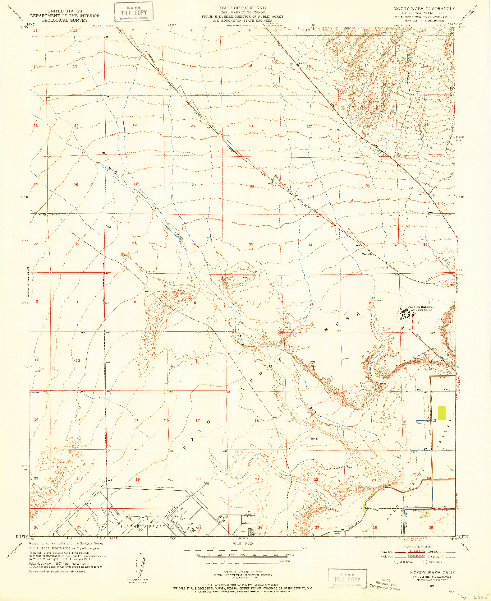 USGS 1:24000-SCALE QUADRANGLE FOR MCCOY WASH, CA 1951