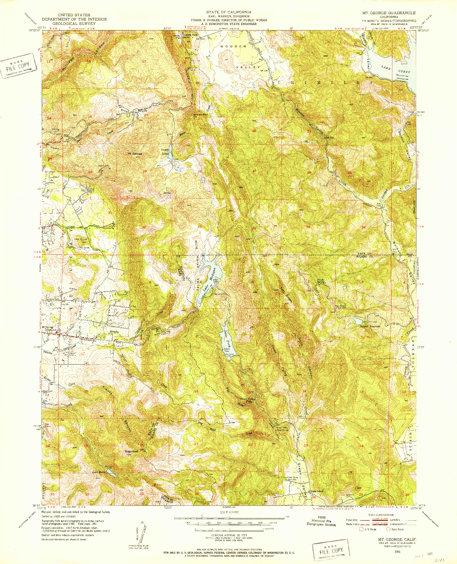 USGS 1:24000-SCALE QUADRANGLE FOR MT. GEORGE, CA 1951