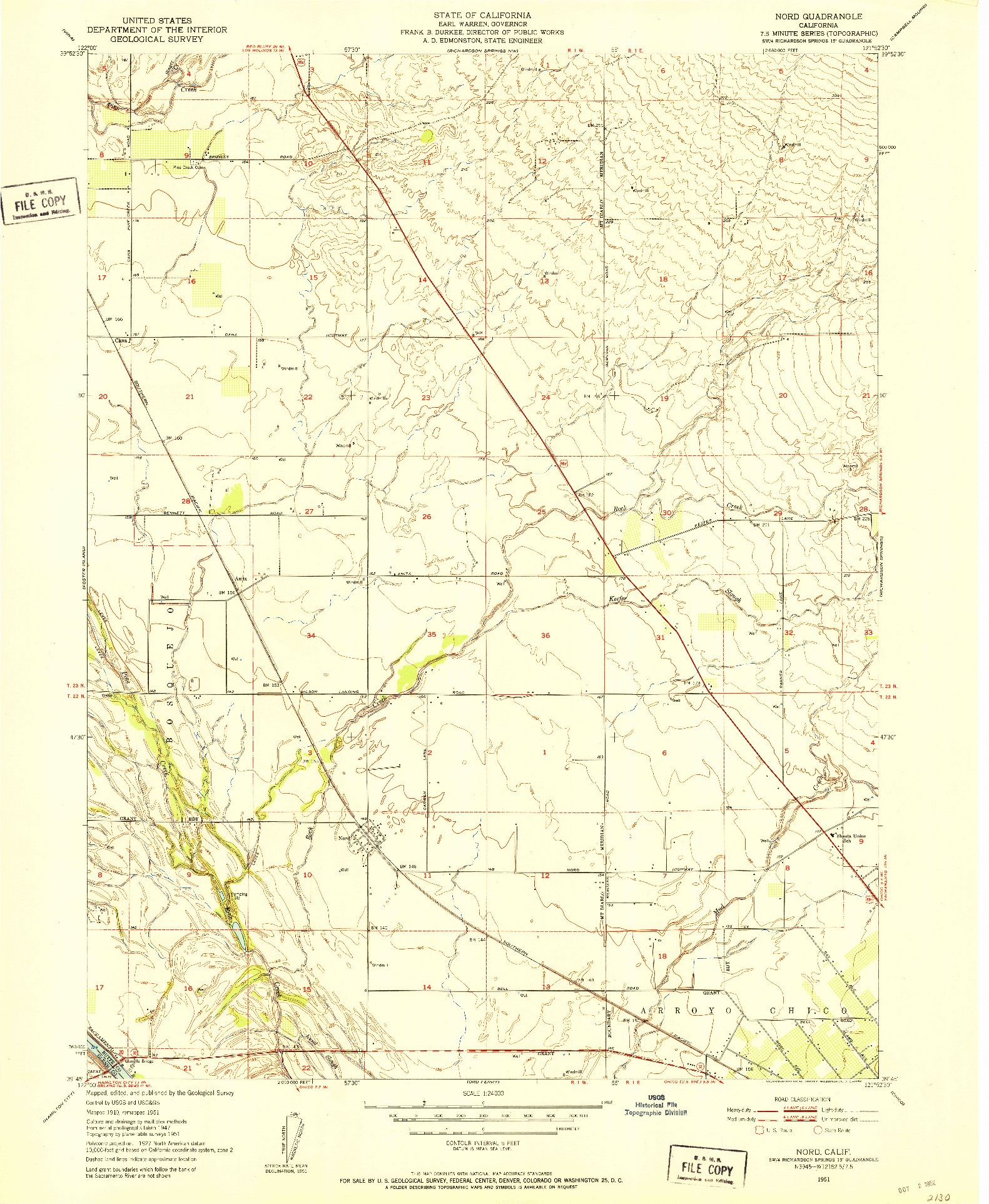 USGS 1:24000-SCALE QUADRANGLE FOR NORD, CA 1951