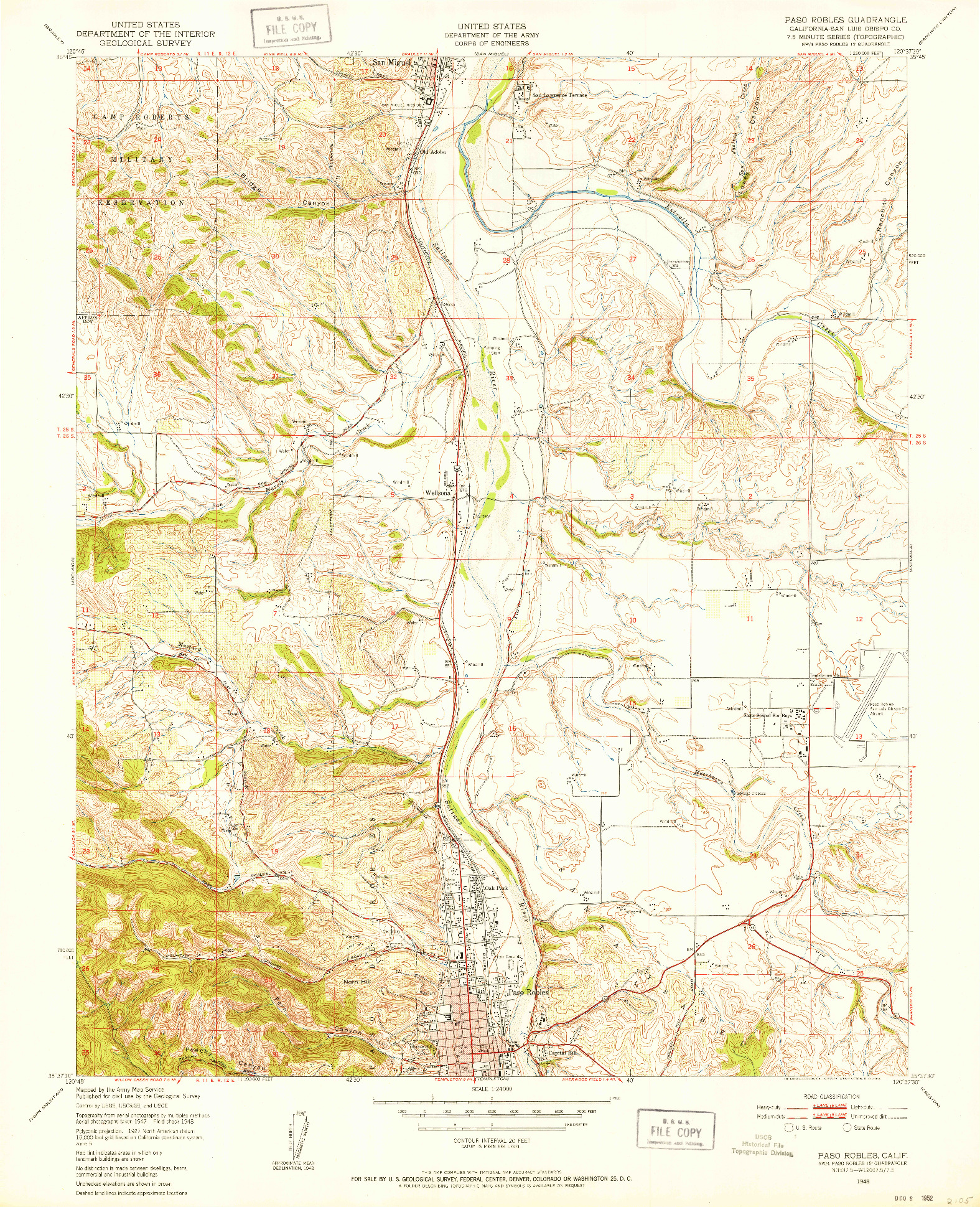 USGS 1:24000-SCALE QUADRANGLE FOR PASO ROBLES, CA 1948