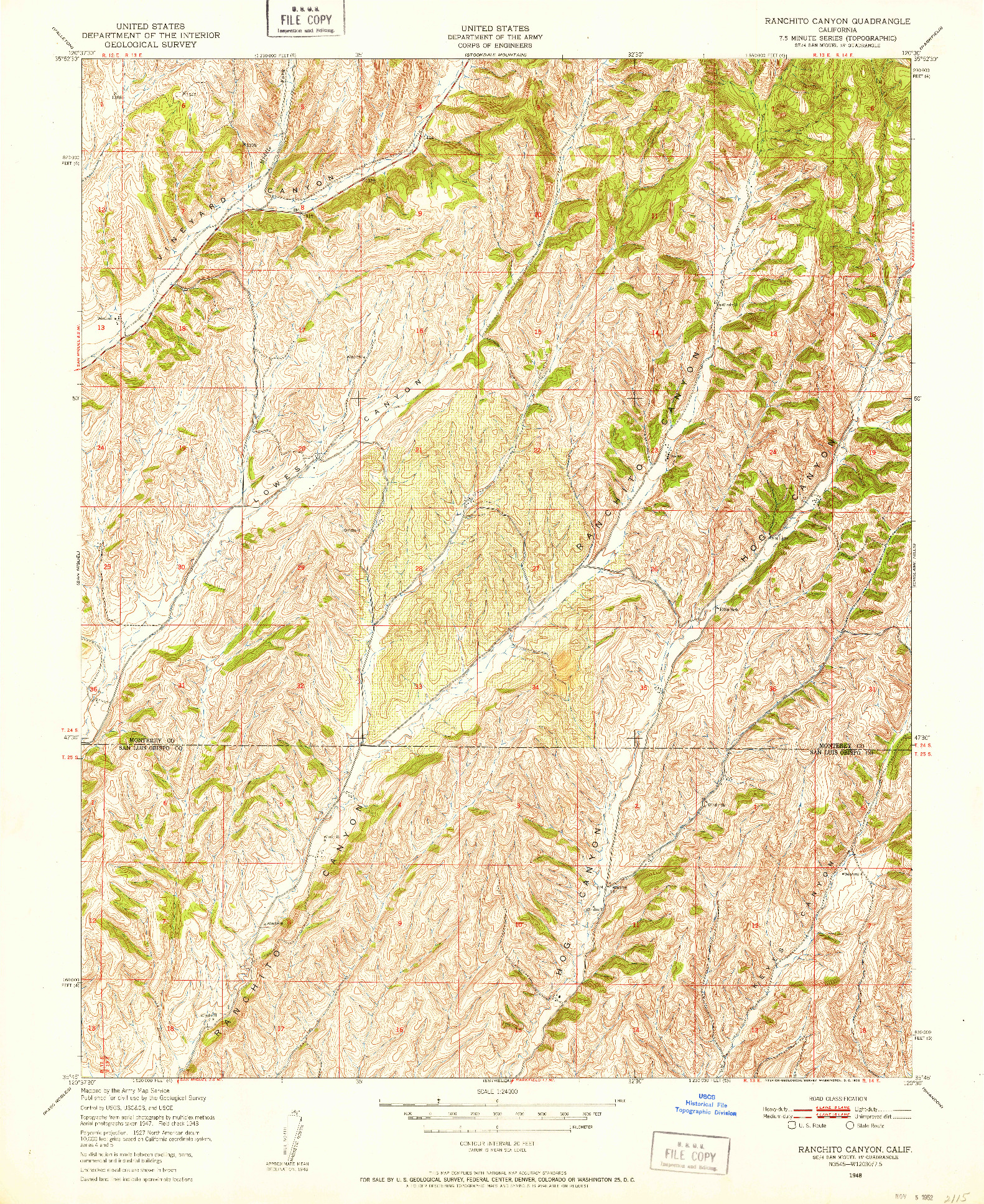 USGS 1:24000-SCALE QUADRANGLE FOR RANCHITO CANYON, CA 1948