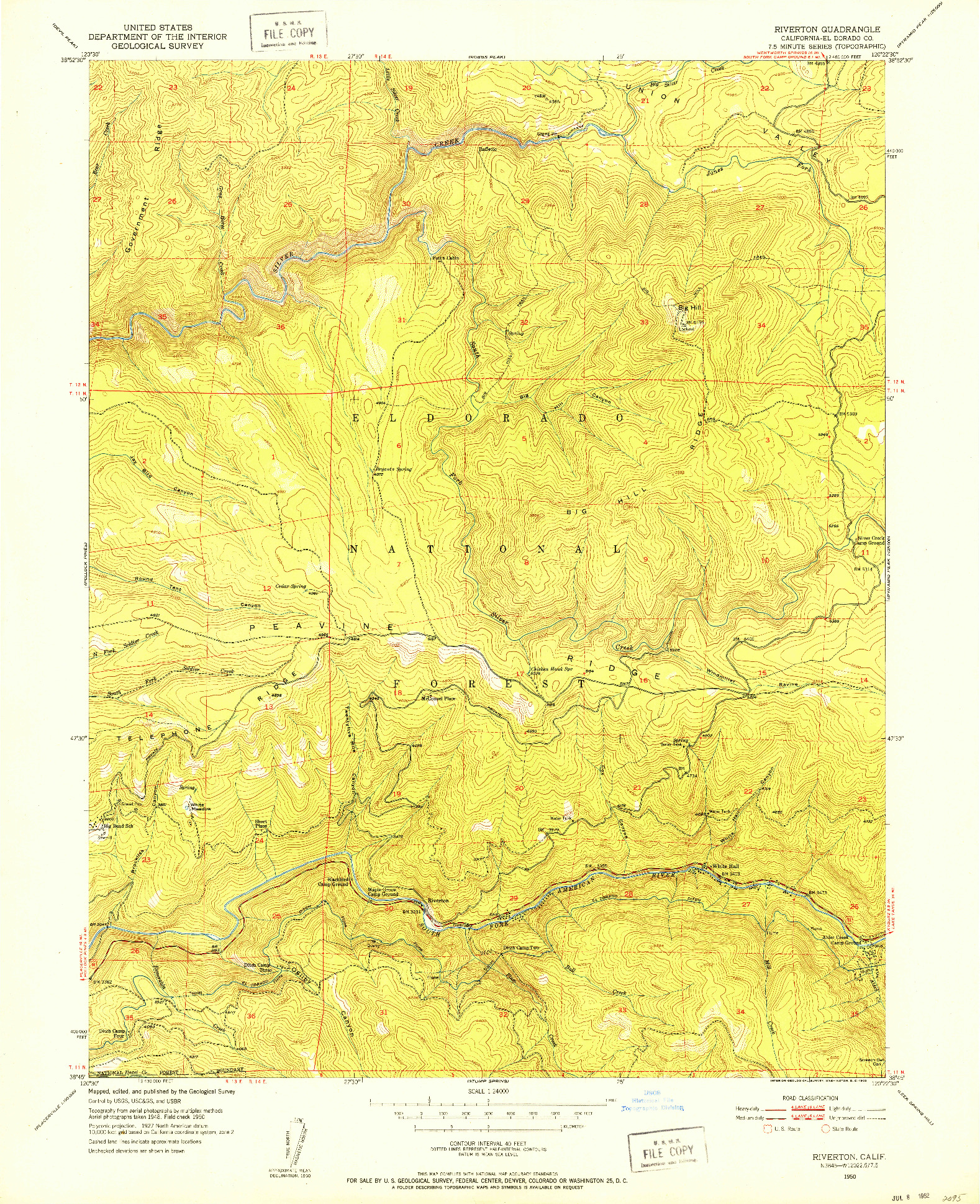 USGS 1:24000-SCALE QUADRANGLE FOR RIVERTON, CA 1950