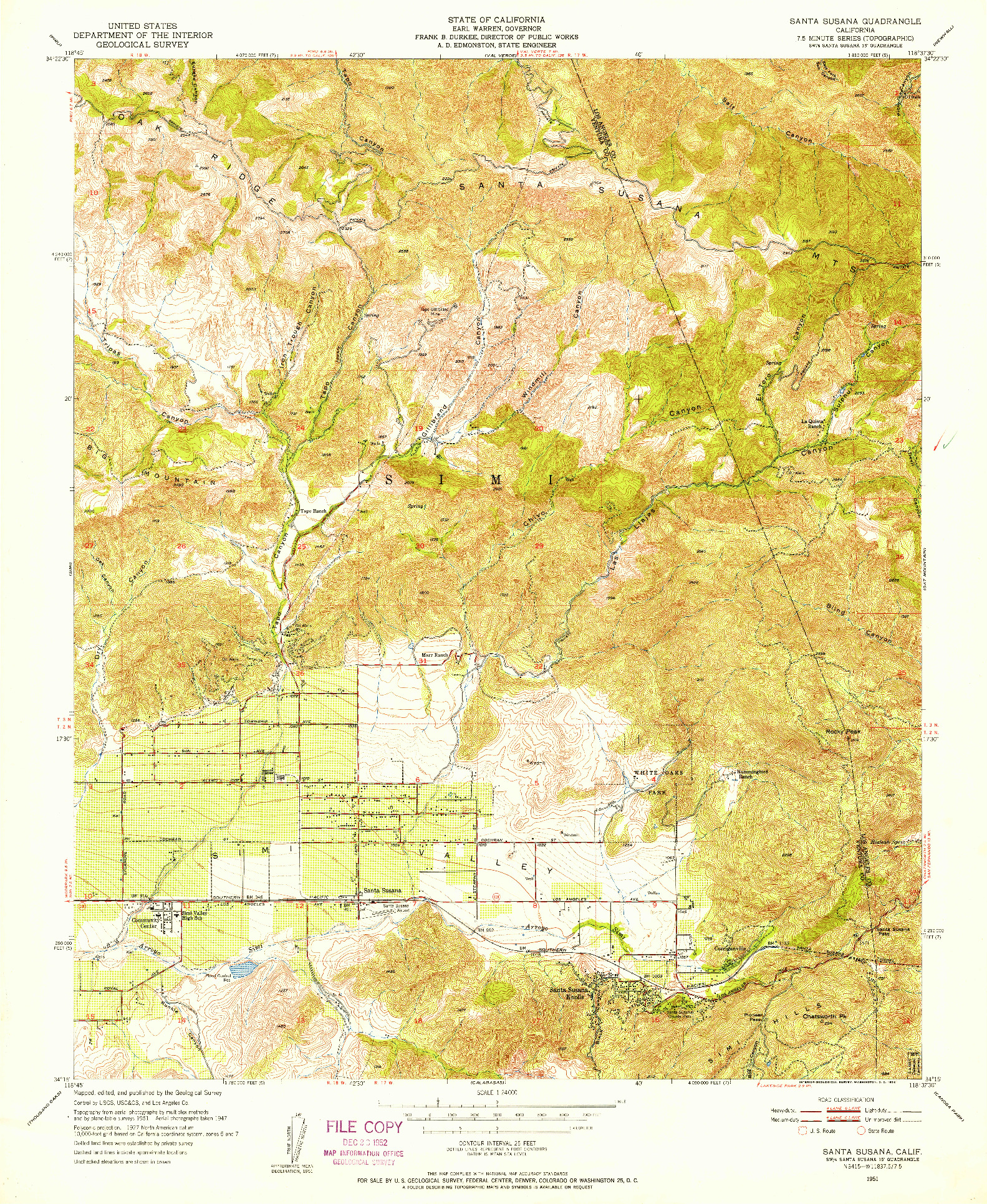 USGS 1:24000-SCALE QUADRANGLE FOR SANTA SUSANA, CA 1951