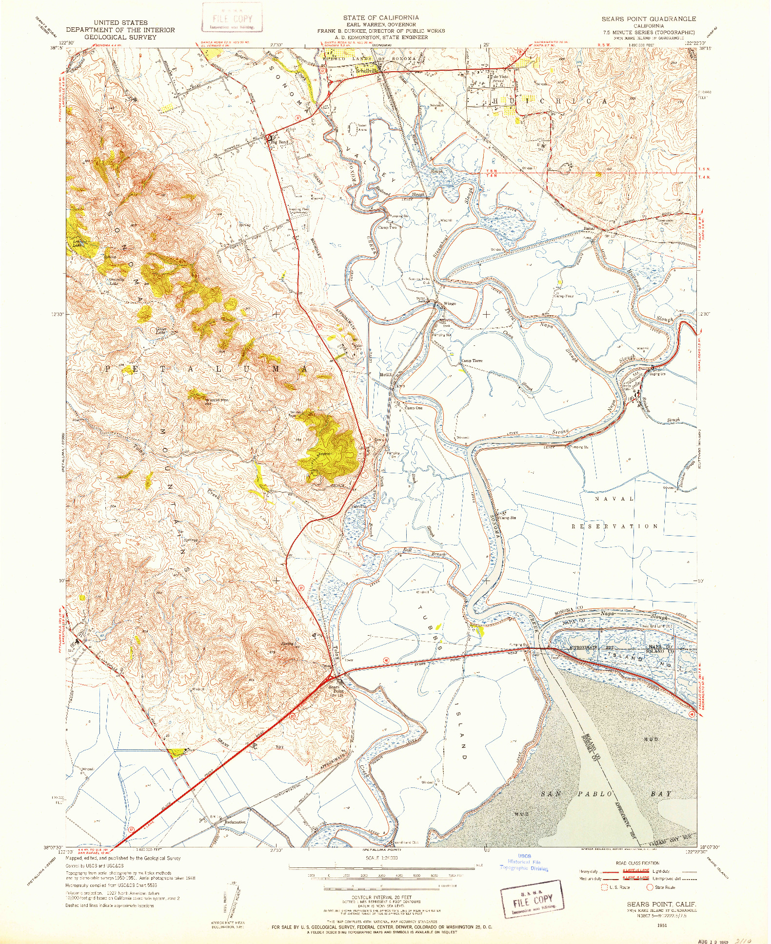 USGS 1:24000-SCALE QUADRANGLE FOR SEARS POINT, CA 1951