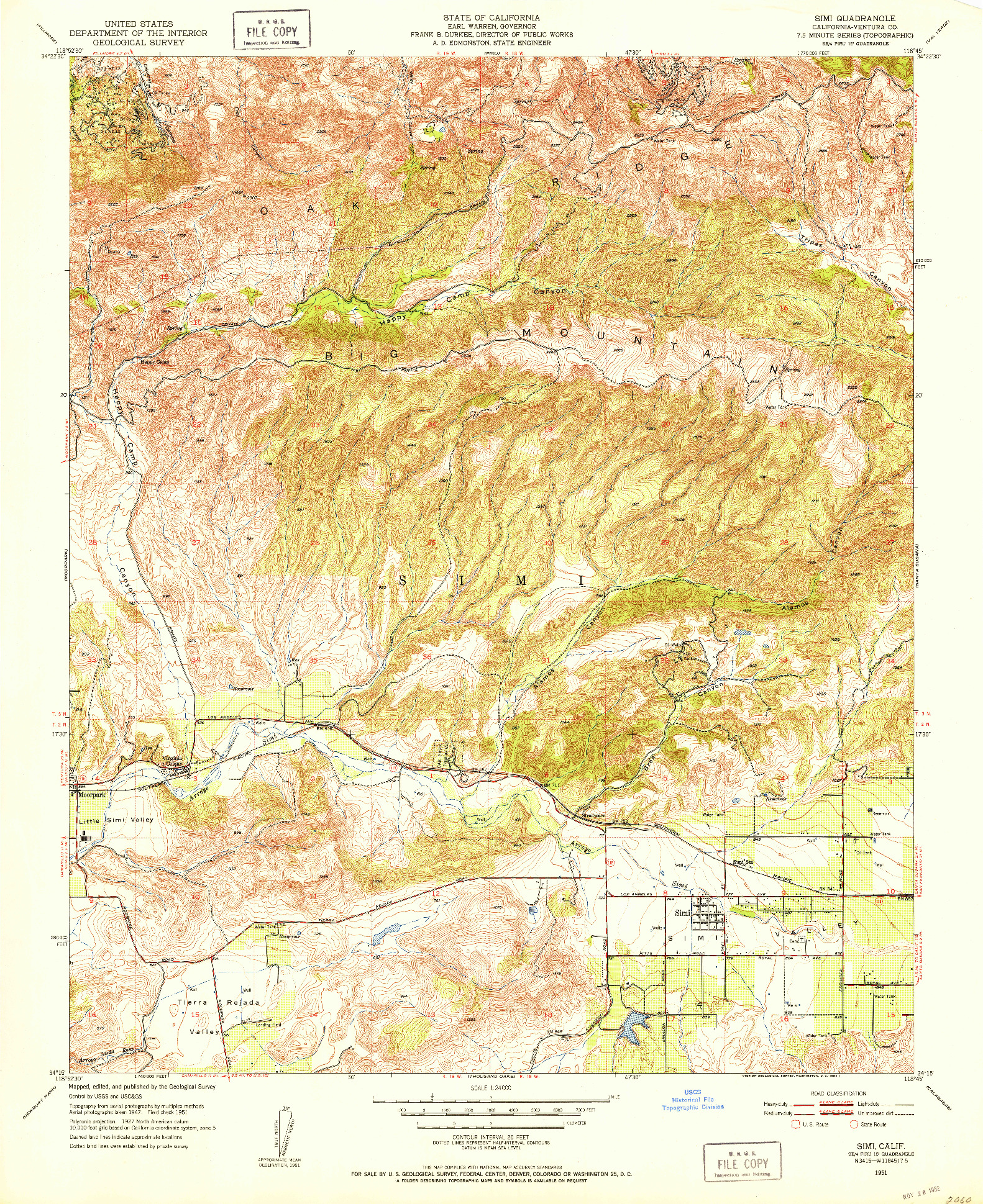 USGS 1:24000-SCALE QUADRANGLE FOR SIMI, CA 1951