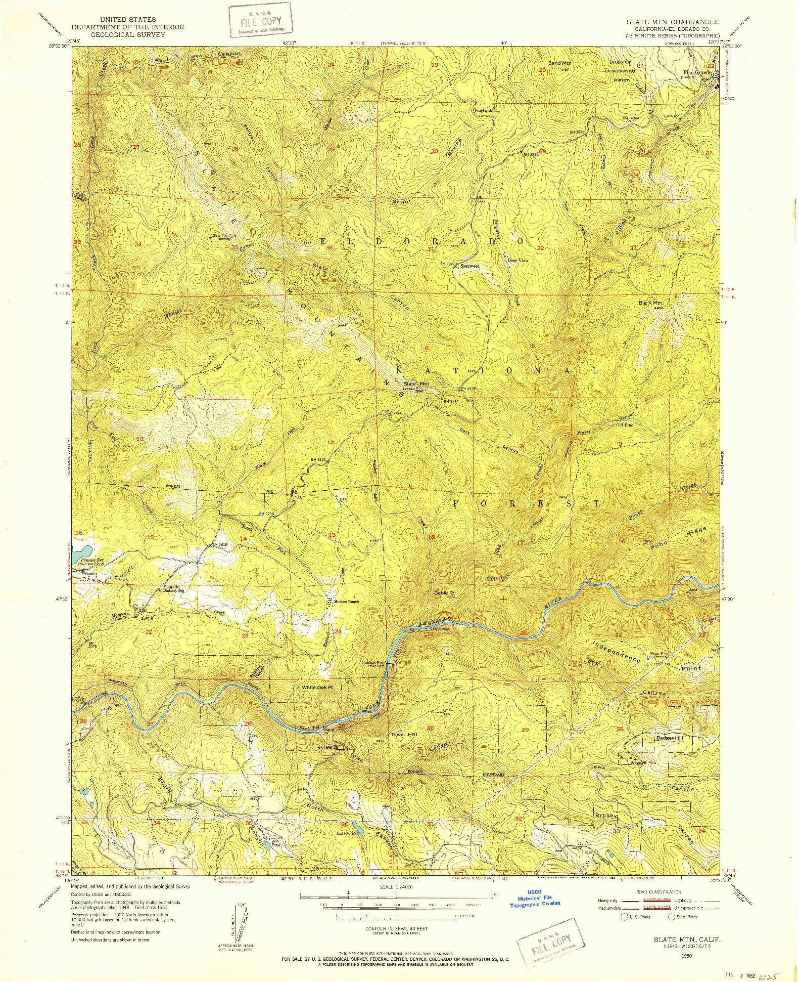 USGS 1:24000-SCALE QUADRANGLE FOR SLATE MTN, CA 1950