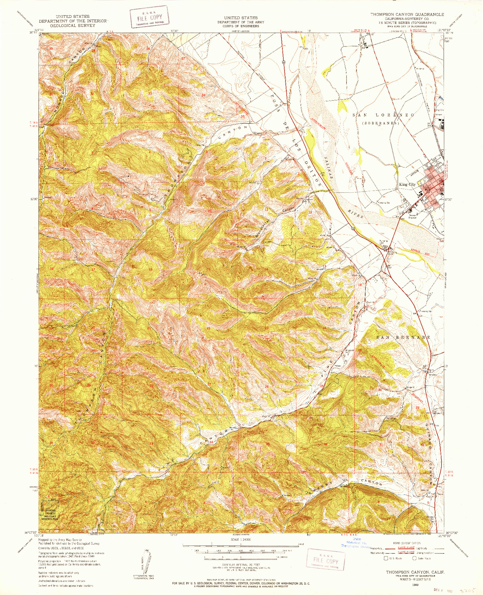 USGS 1:24000-SCALE QUADRANGLE FOR THOMPSON CANYON, CA 1949