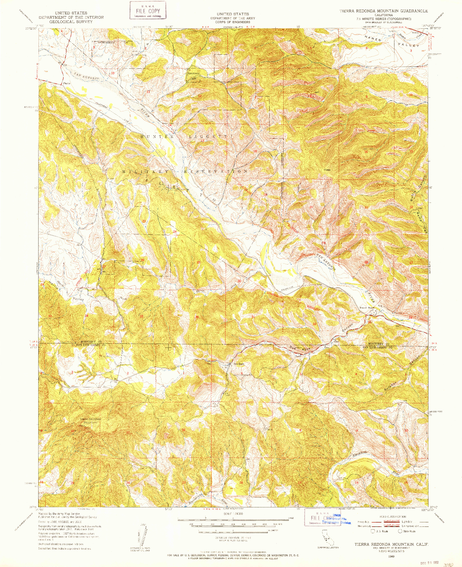USGS 1:24000-SCALE QUADRANGLE FOR TIERRA REDONDA MOUNTAIN, CA 1949