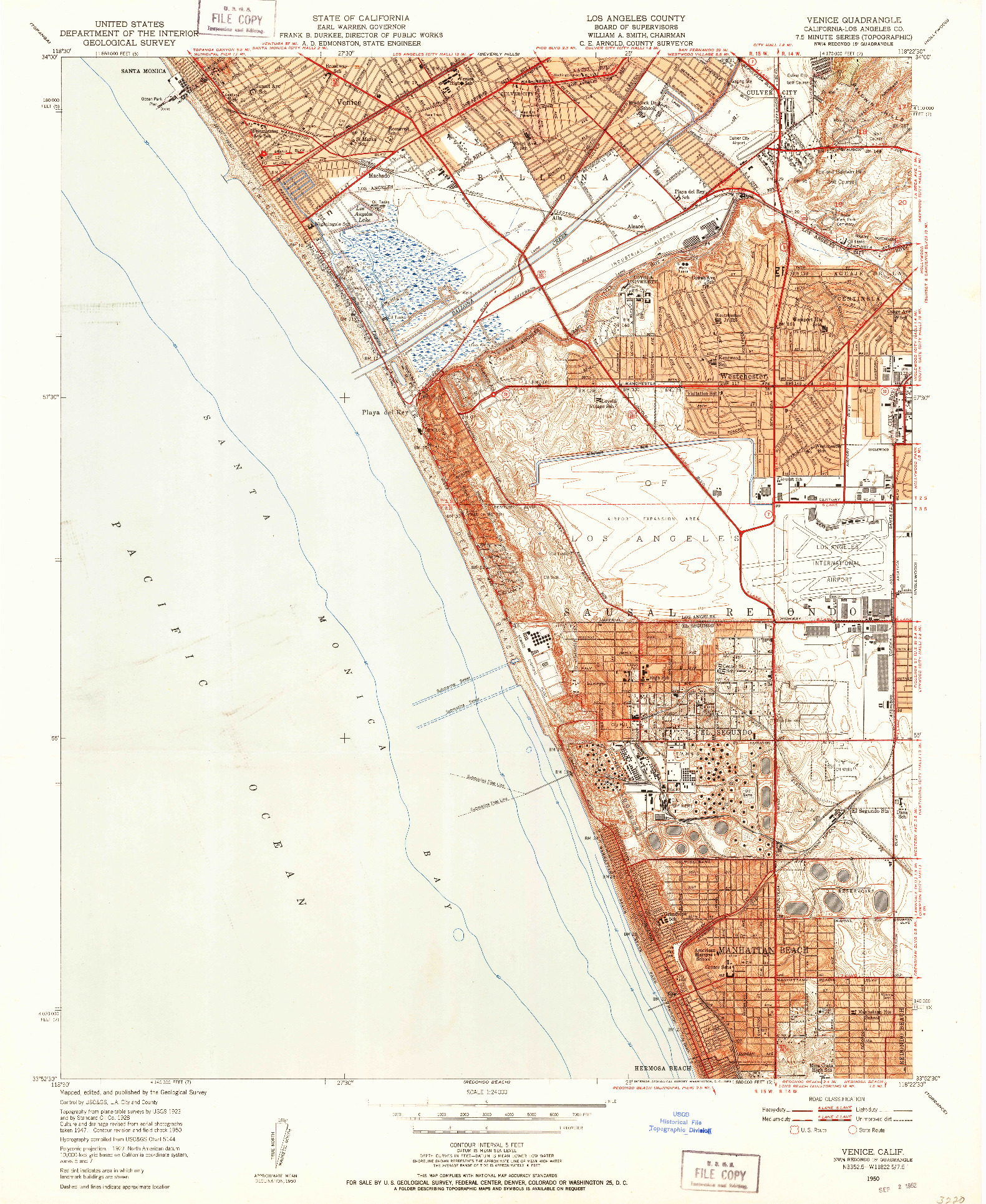 USGS 1:24000-SCALE QUADRANGLE FOR VENICE, CA 1950