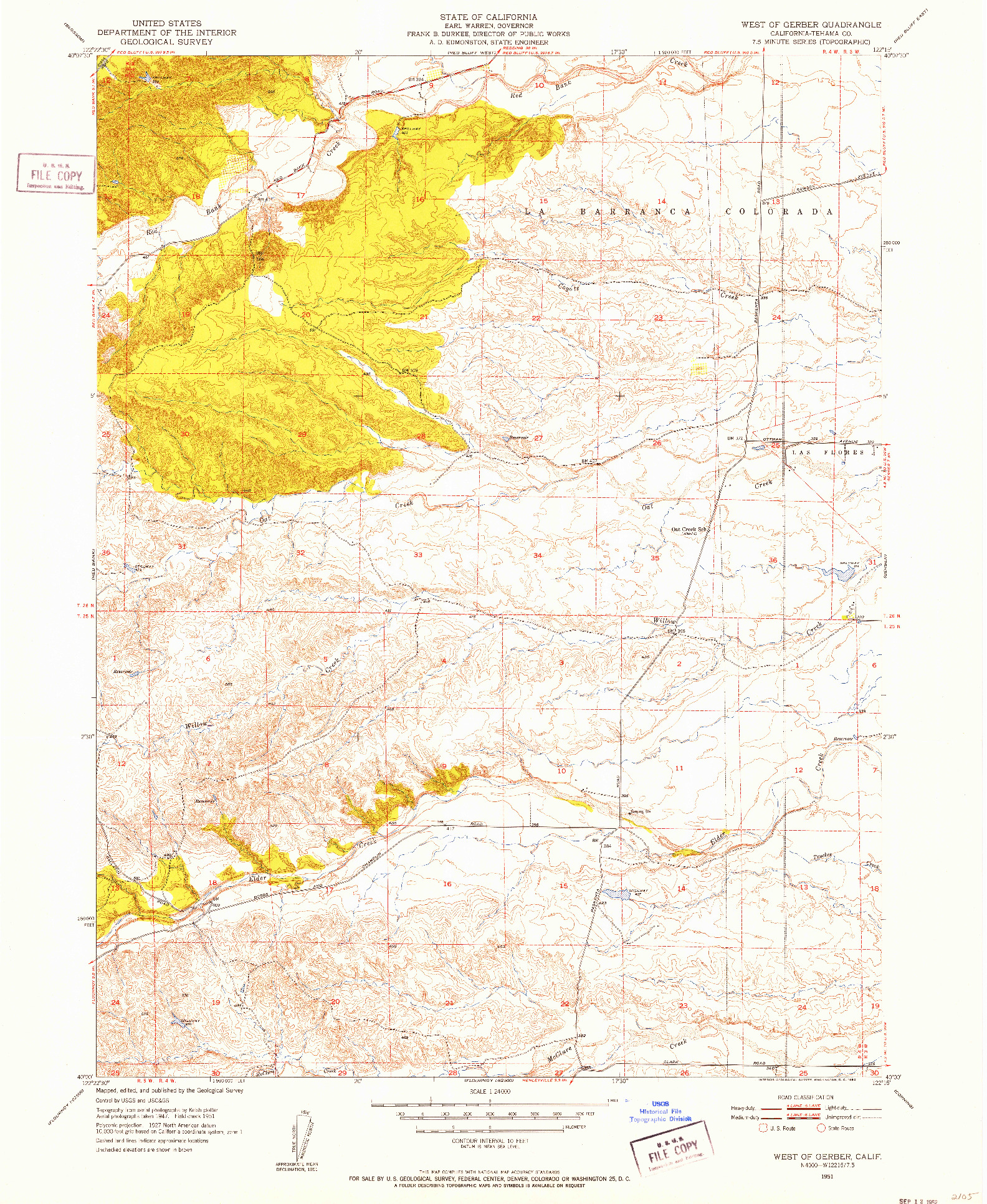 USGS 1:24000-SCALE QUADRANGLE FOR WEST OF GERBER, CA 1951