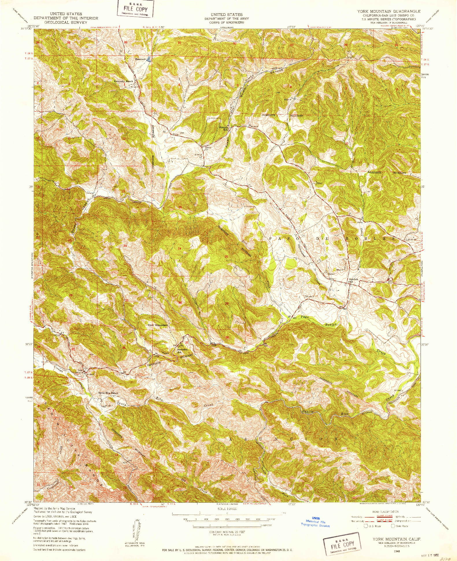 USGS 1:24000-SCALE QUADRANGLE FOR YORK MOUNTAIN, CA 1948
