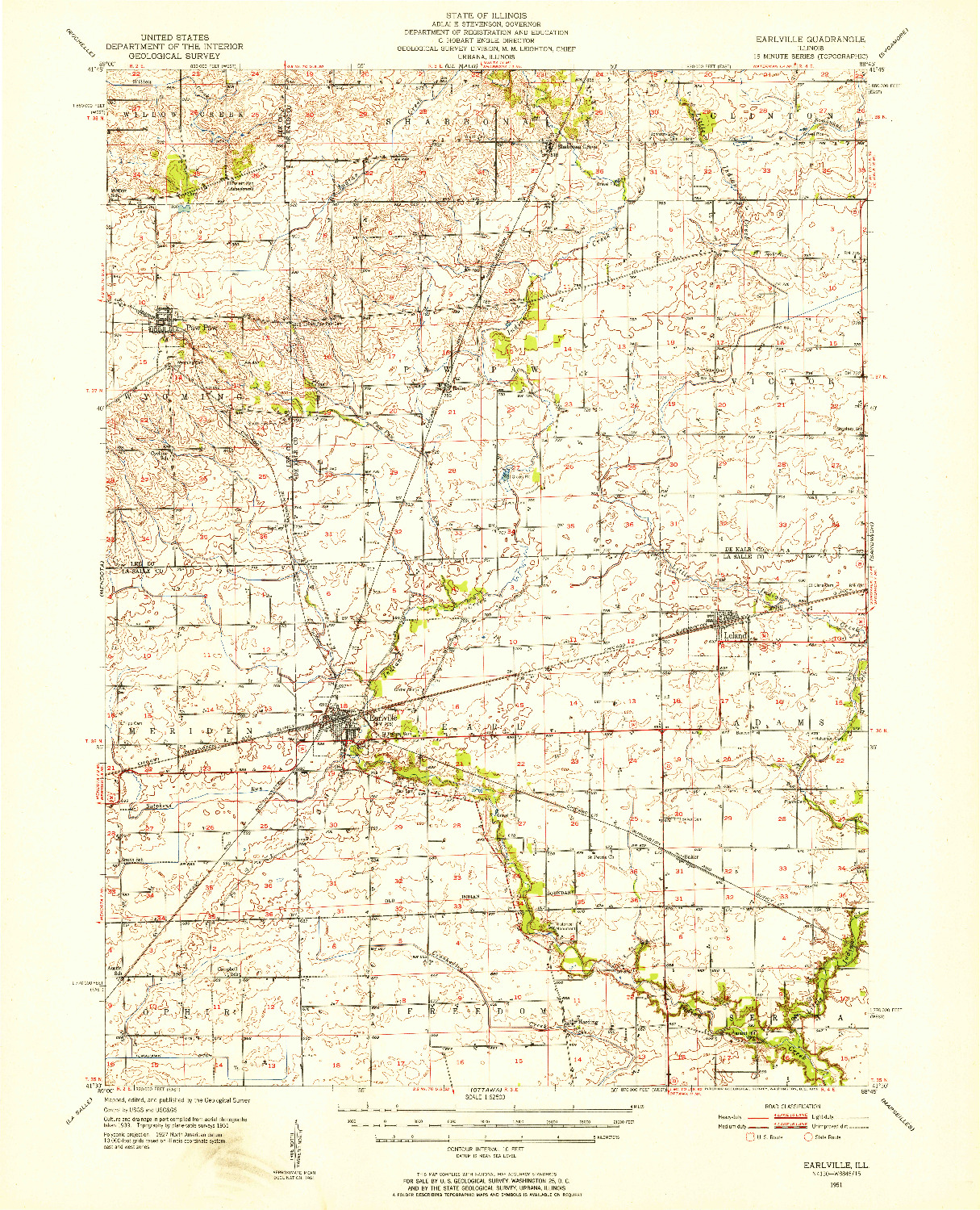 USGS 1:62500-SCALE QUADRANGLE FOR EARLVILLE, IL 1951