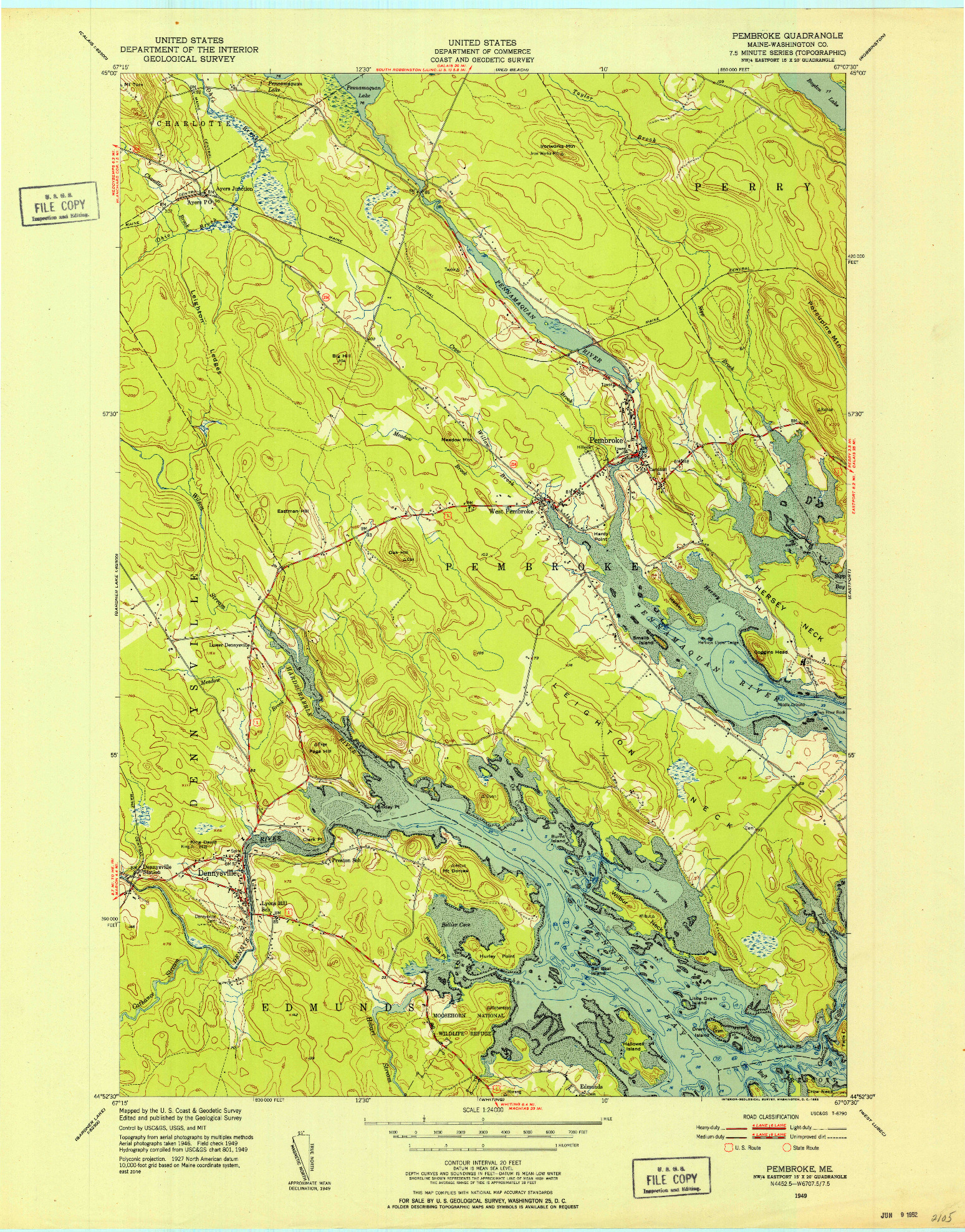 USGS 1:24000-SCALE QUADRANGLE FOR PEMBROKE, ME 1949