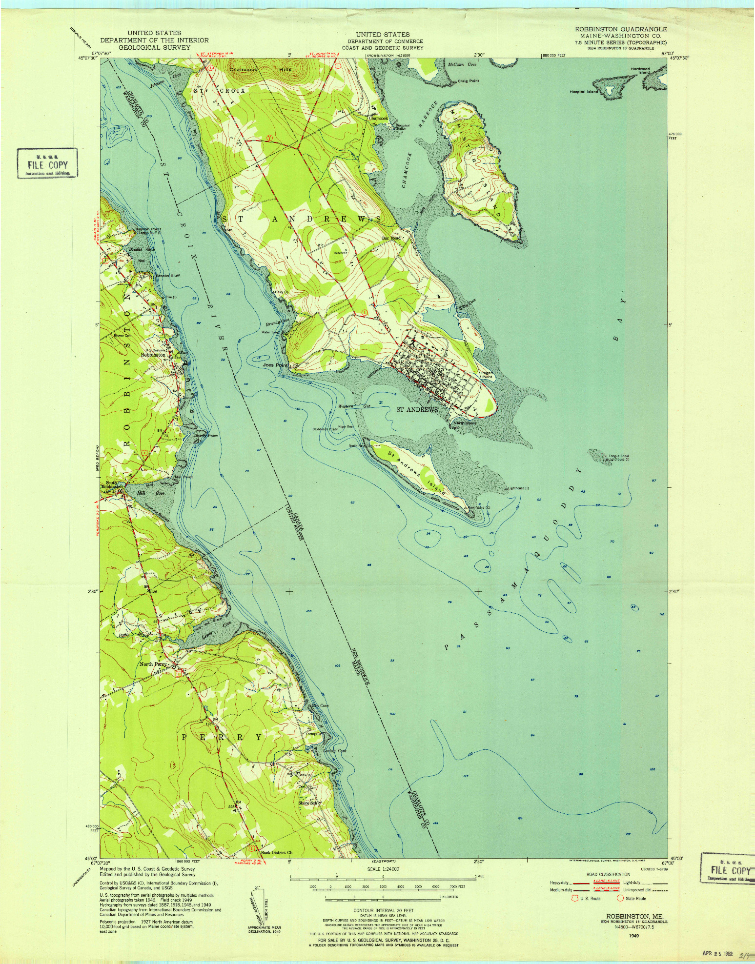 USGS 1:24000-SCALE QUADRANGLE FOR ROBBINSTON, ME 1949