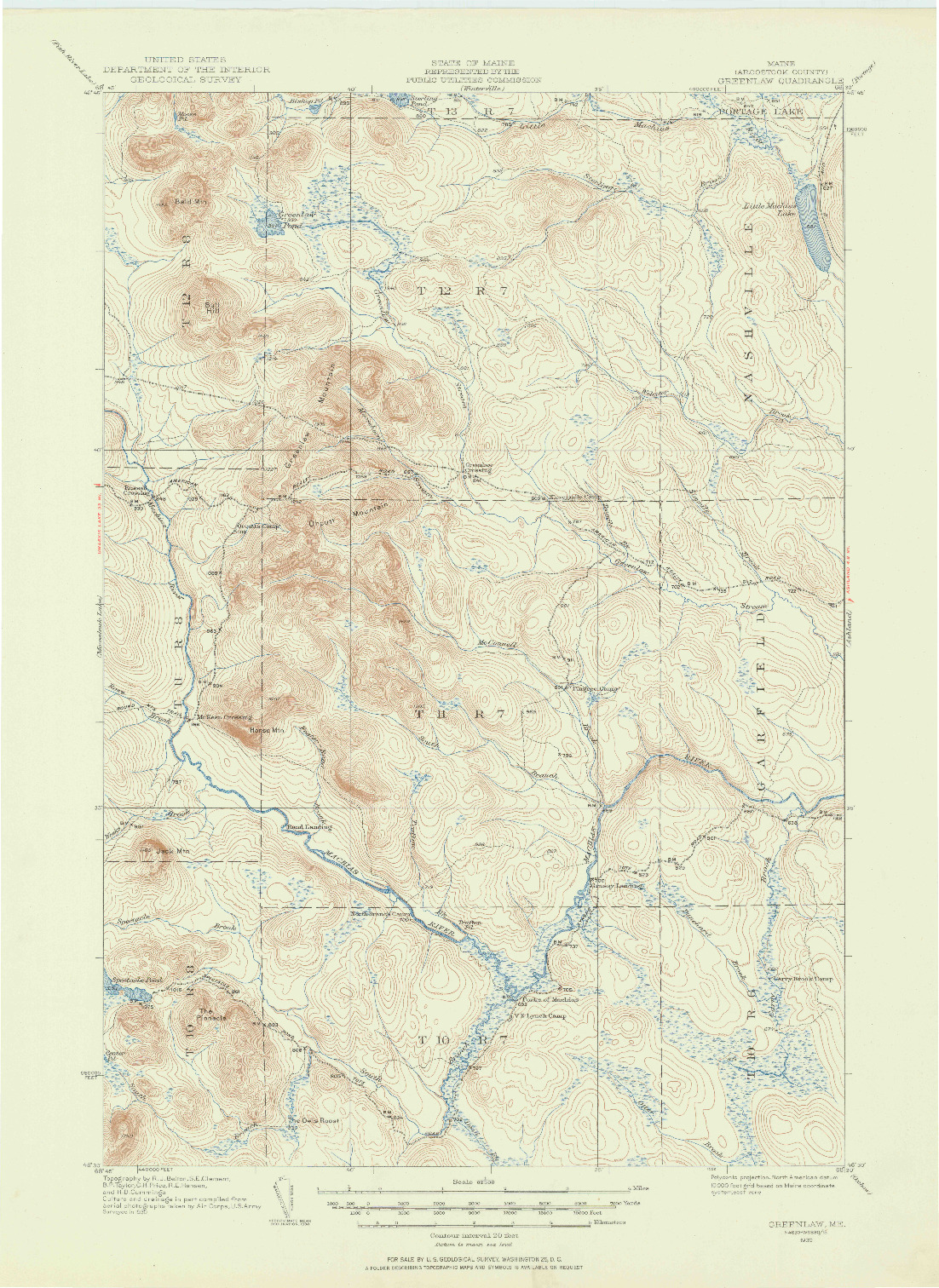 USGS 1:62500-SCALE QUADRANGLE FOR GREENLAW, ME 1930