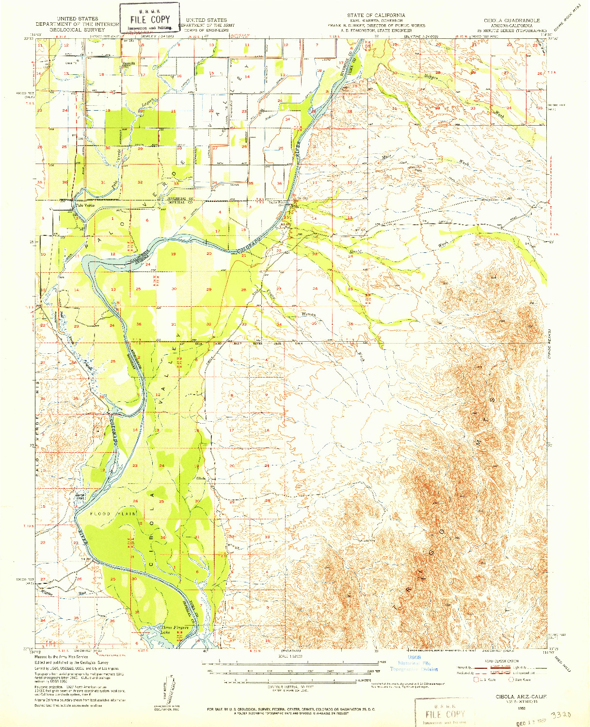 USGS 1:62500-SCALE QUADRANGLE FOR CIBOLA, AZ 1951