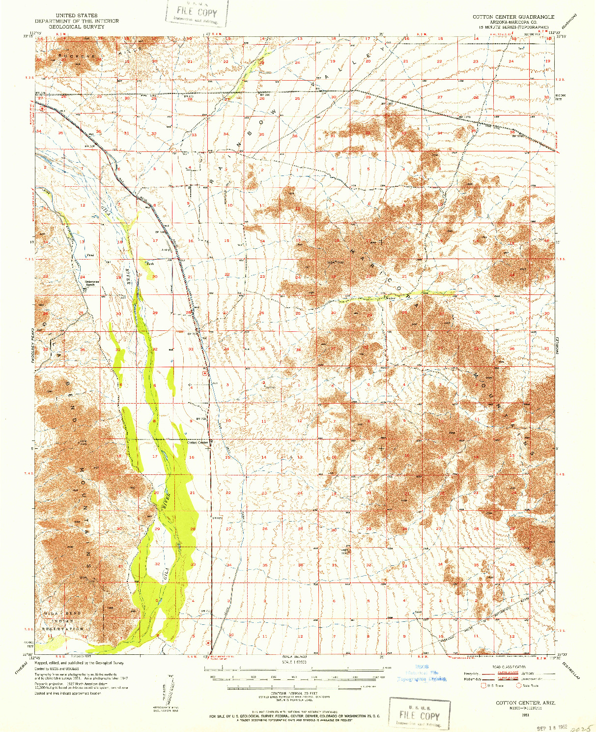 USGS 1:62500-SCALE QUADRANGLE FOR COTTON CENTER, AZ 1951