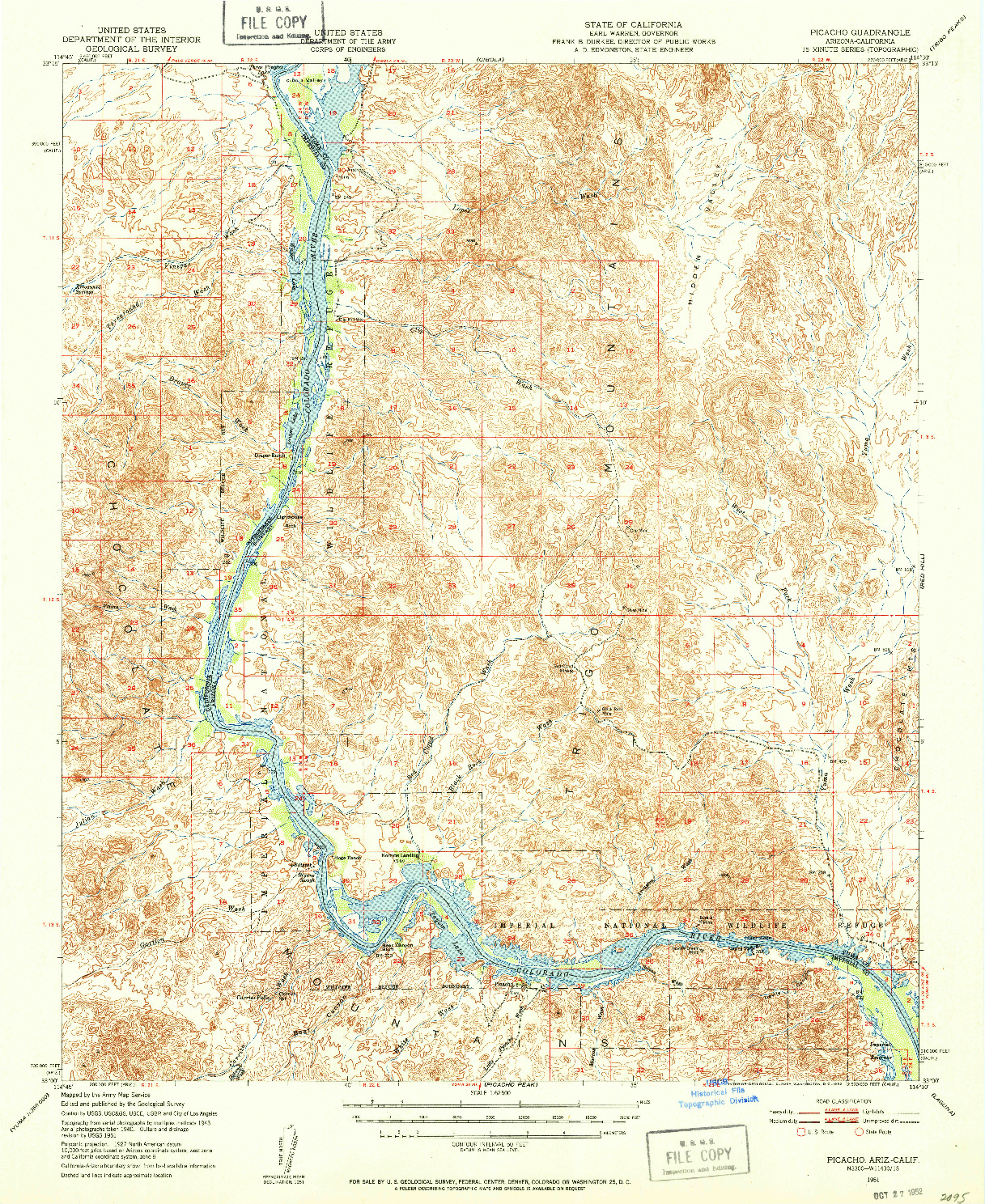 USGS 1:62500-SCALE QUADRANGLE FOR PICACHO, AZ 1951