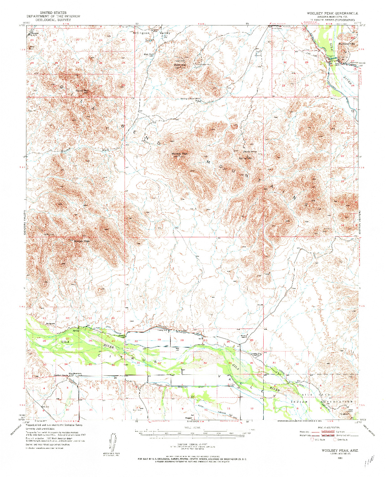 USGS 1:62500-SCALE QUADRANGLE FOR WOOLSEY PEAK, AZ 1951