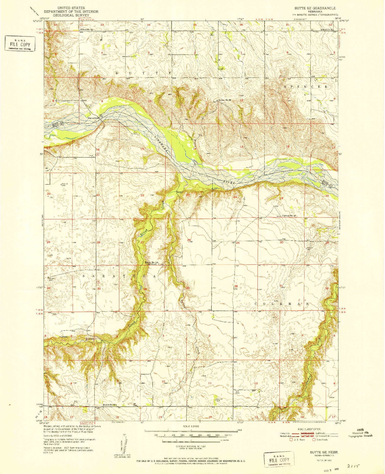 USGS 1:24000-SCALE QUADRANGLE FOR BUTTE SE, NE 1952