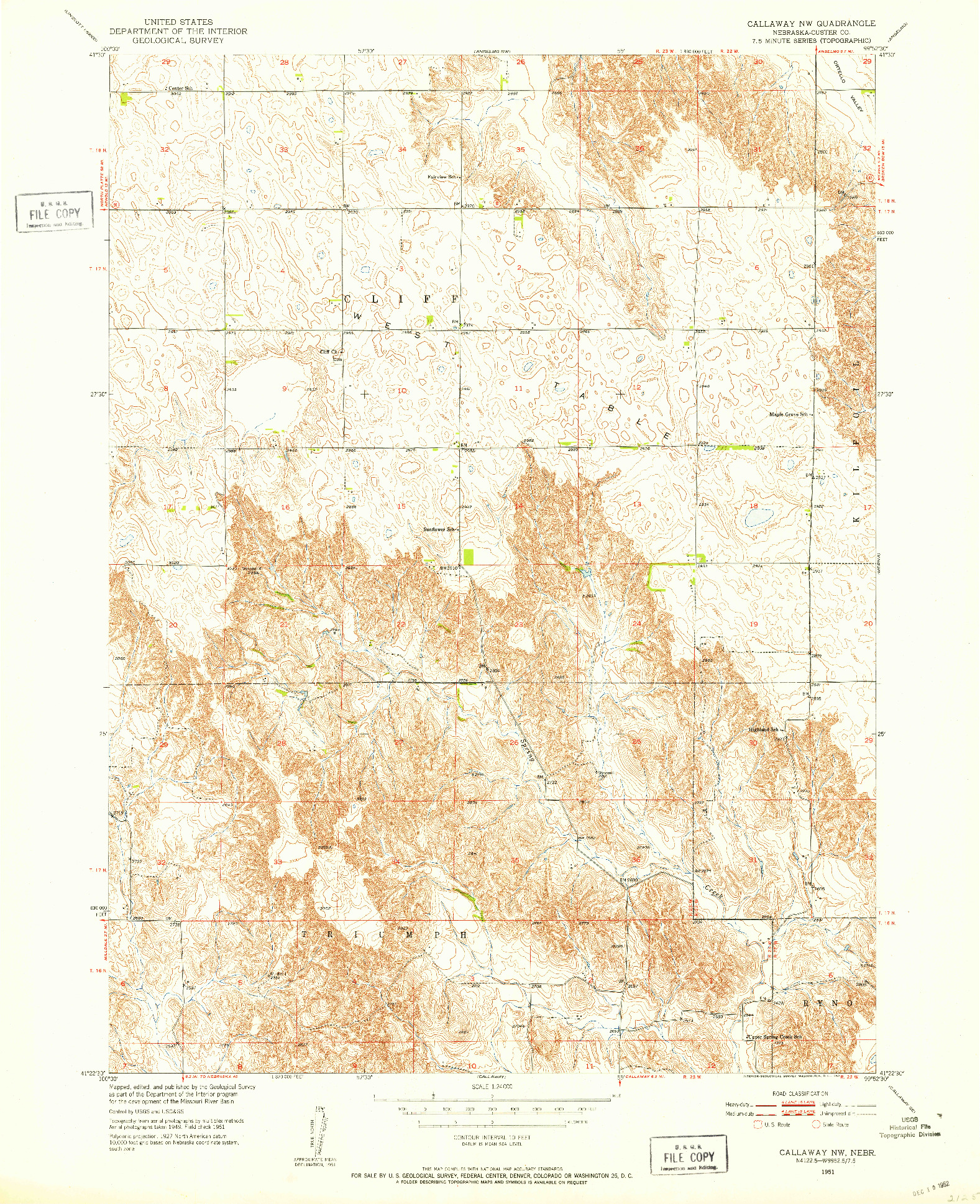 USGS 1:24000-SCALE QUADRANGLE FOR CALLAWAY NW, NE 1951
