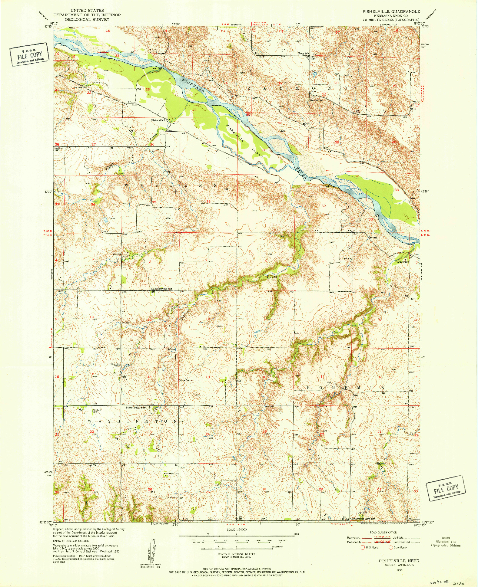 USGS 1:24000-SCALE QUADRANGLE FOR PISHELVILLE, NE 1950