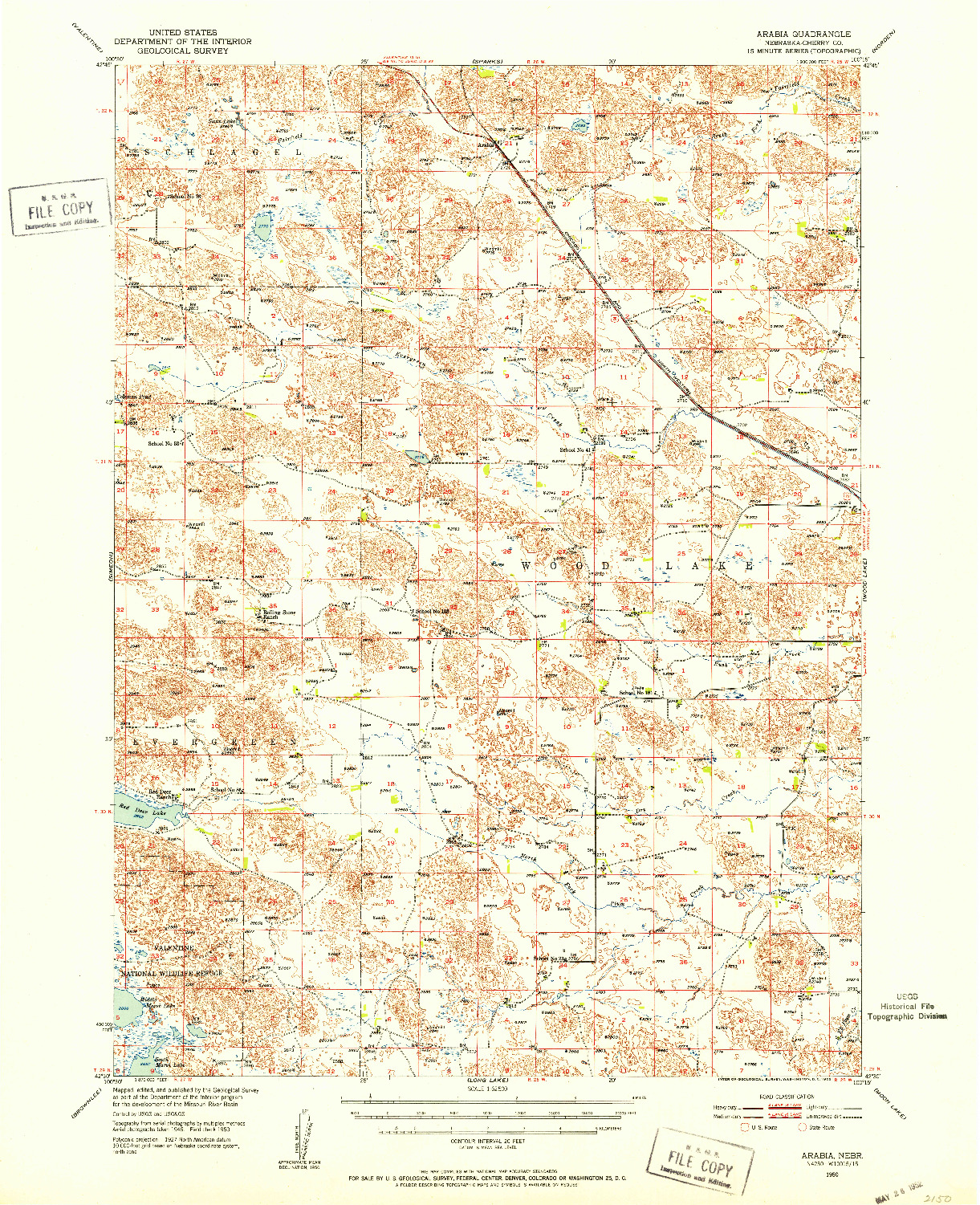 USGS 1:62500-SCALE QUADRANGLE FOR ARABIA, NE 1950