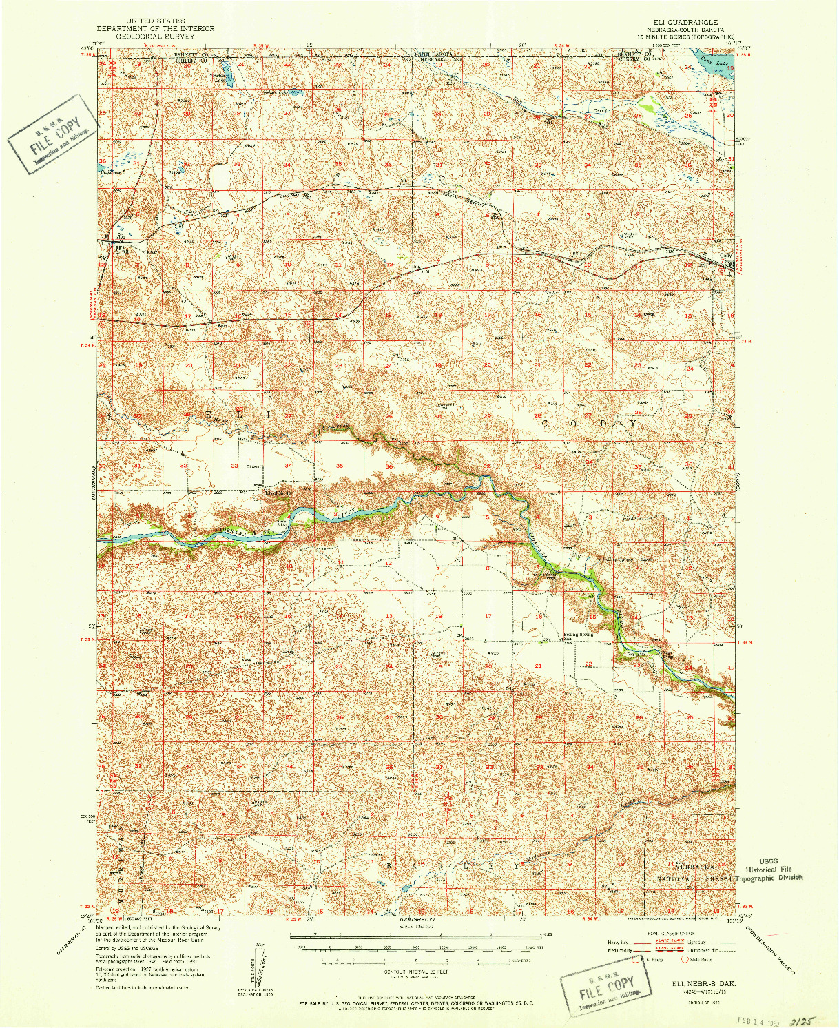 USGS 1:62500-SCALE QUADRANGLE FOR ELI, NE 1952