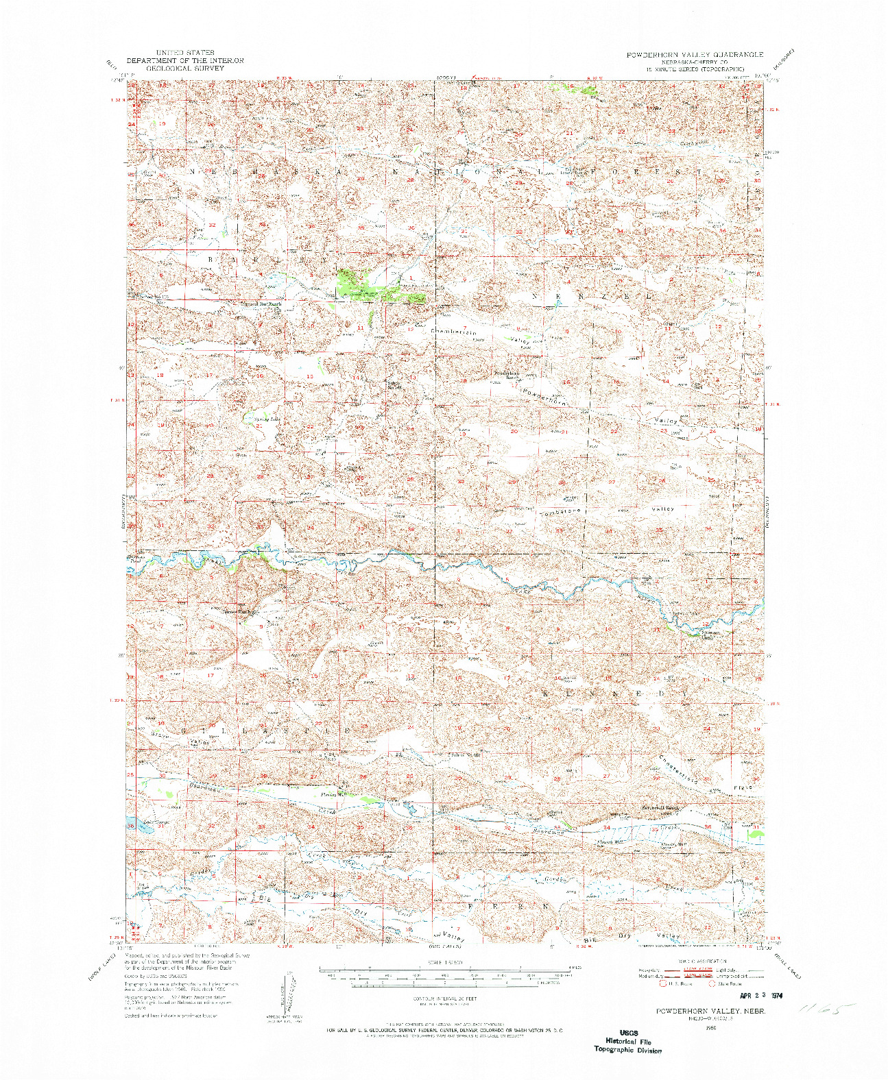 USGS 1:62500-SCALE QUADRANGLE FOR POWDERHORN VALLEY, NE 1950