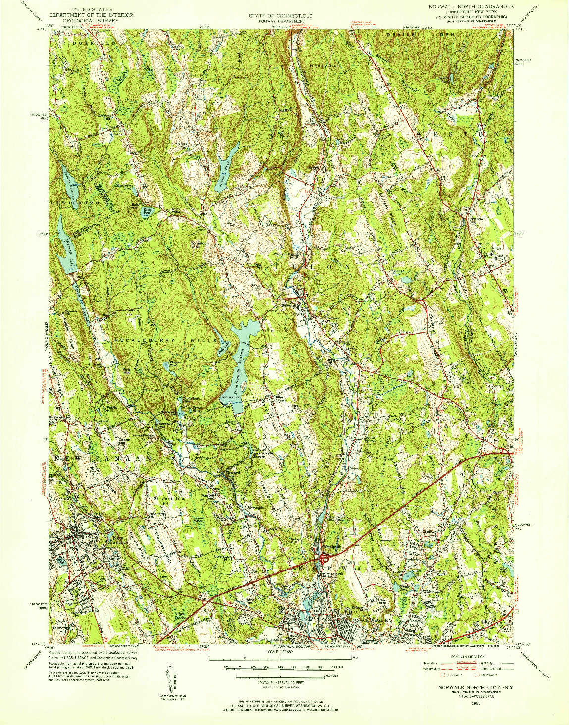 USGS 1:31680-SCALE QUADRANGLE FOR NORWALK NORTH, CT 1951
