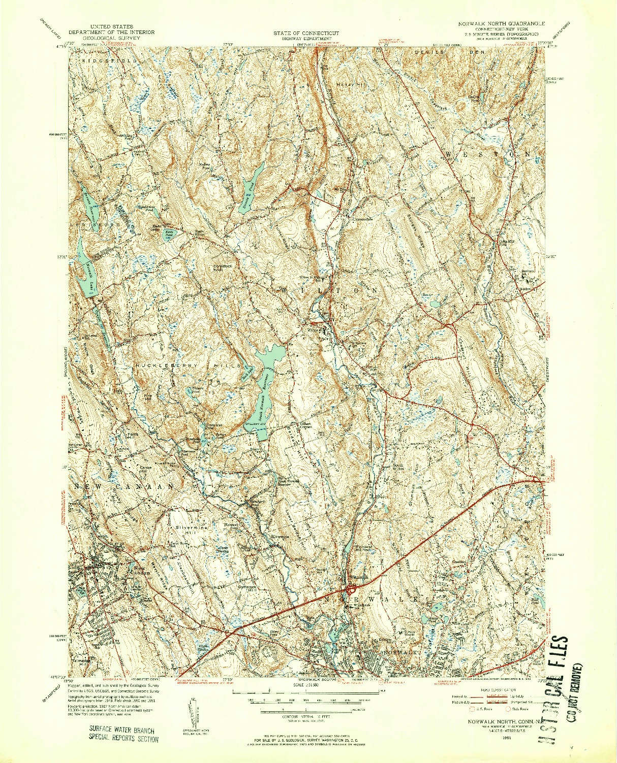 USGS 1:31680-SCALE QUADRANGLE FOR NORWALK NORTH, CT 1951
