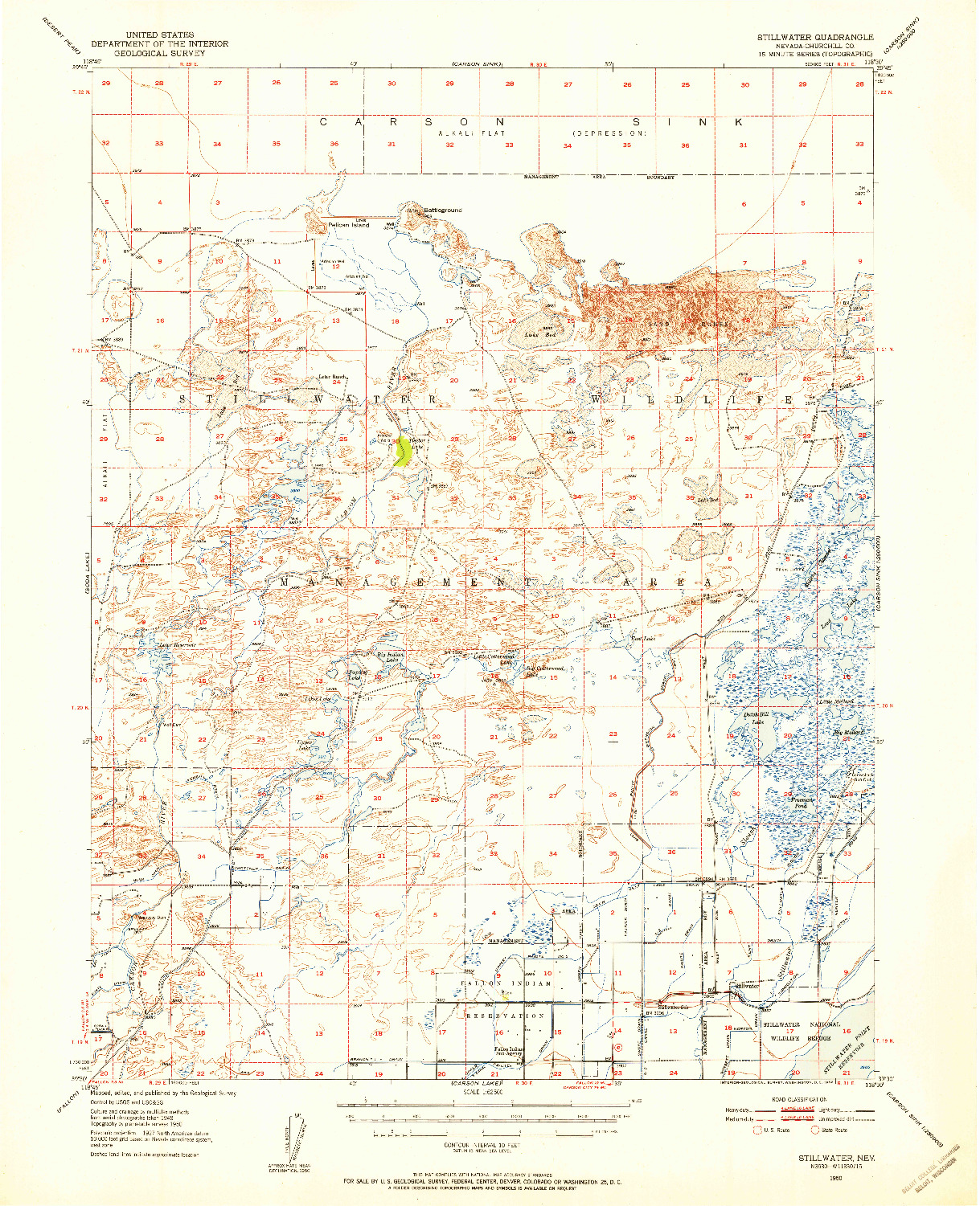 USGS 1:62500-SCALE QUADRANGLE FOR STILLWATER, NV 1950
